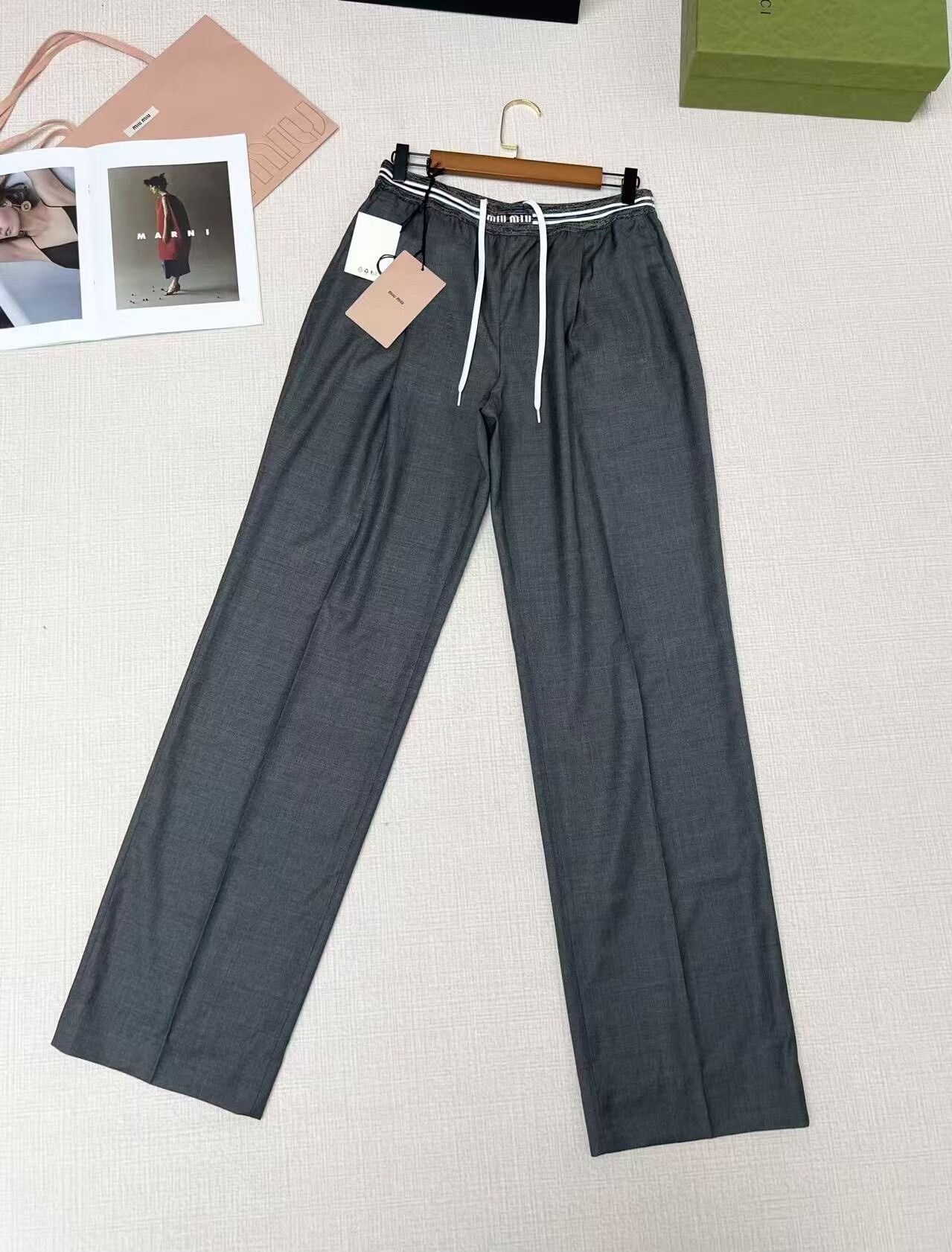 Miu Miu Miu Miu Gray Wool Pants Size 40 Size 40" / US 18 - 1 Thumbnail