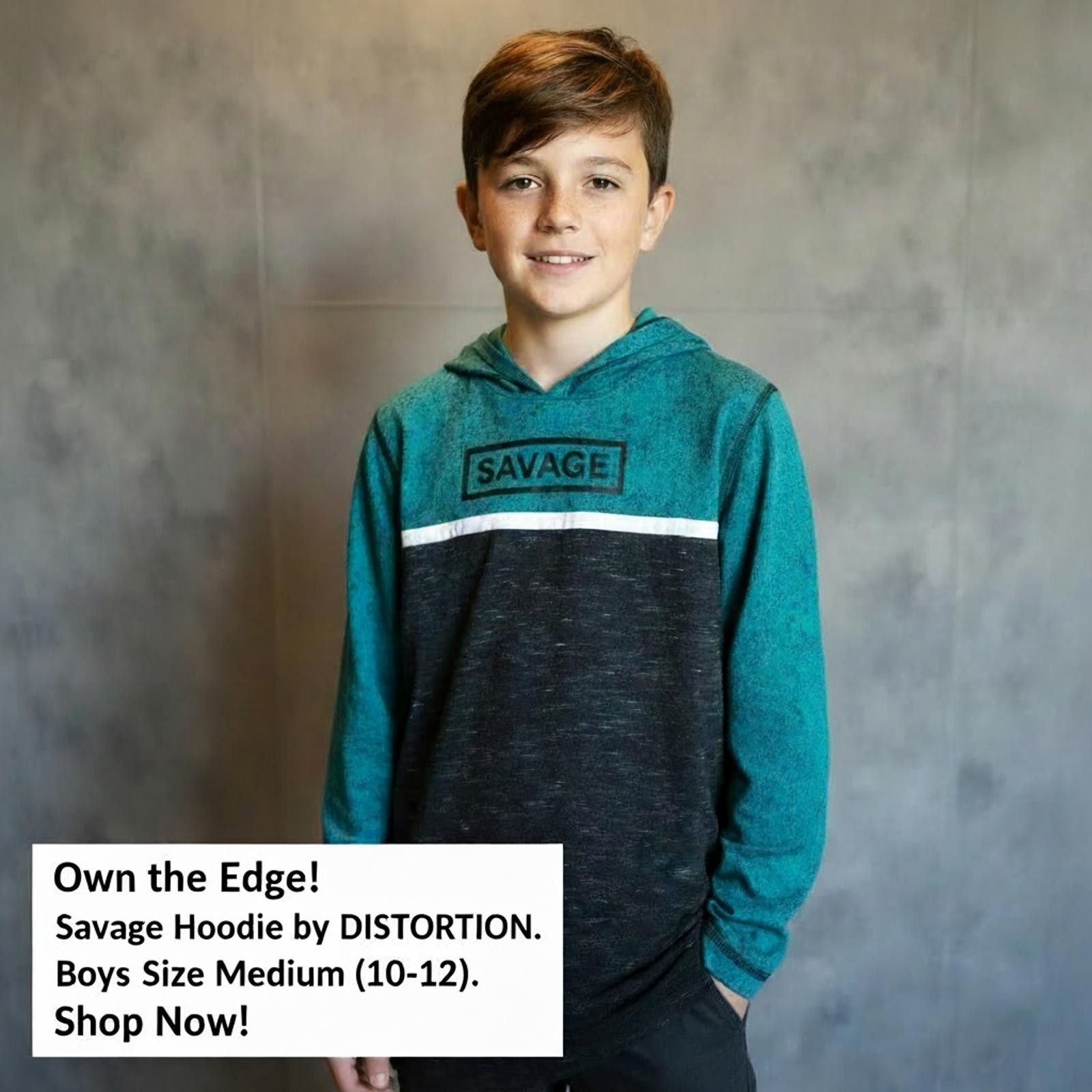 Other Distortion Boys Medium 'Savage' Hoodie (Size 10-12) Size US M / EU 48-50 / 2 - 1 Thumbnail
