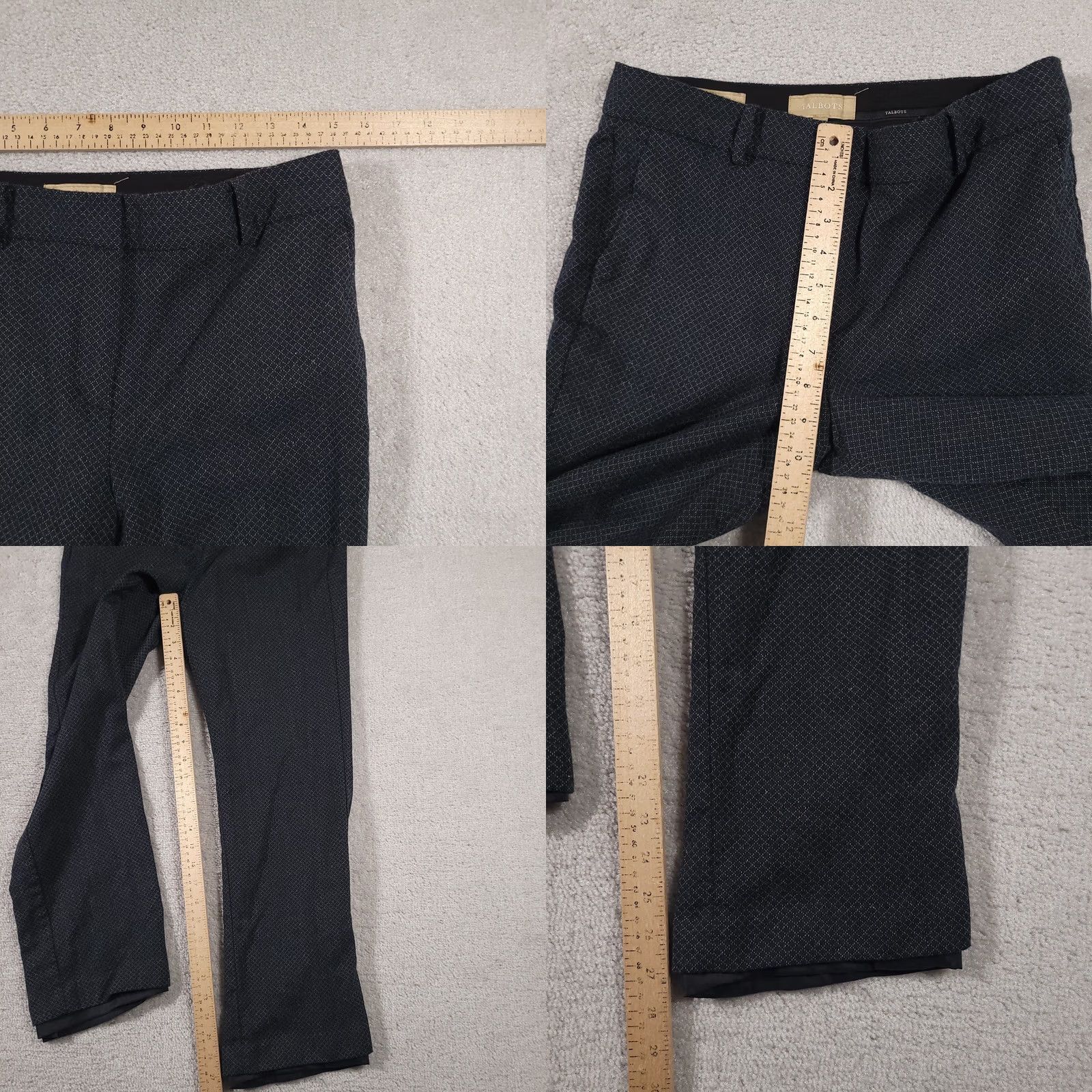 Talbots Talbots Petites Signature Dress Pants 8P Green Geometric Diamond Wool Lined Pants Women's Petites Straight Inseam 27 in Fall Spring Summer Winter X Size 30" / US 8 / IT 44 - 8 Thumbnail