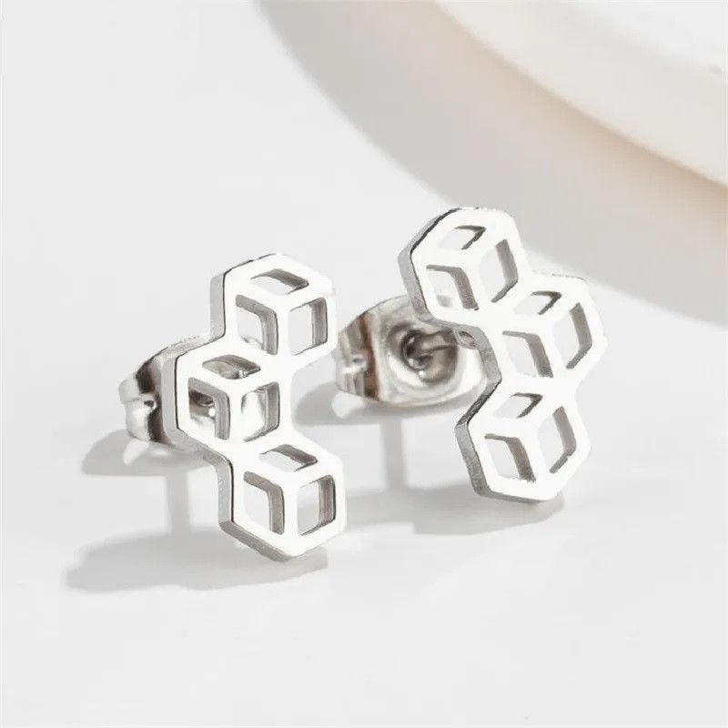 Jewelry Multiple Cube Cat Stud Earrings Charm Earring Gift Size ONE SIZE - 2 Thumbnail