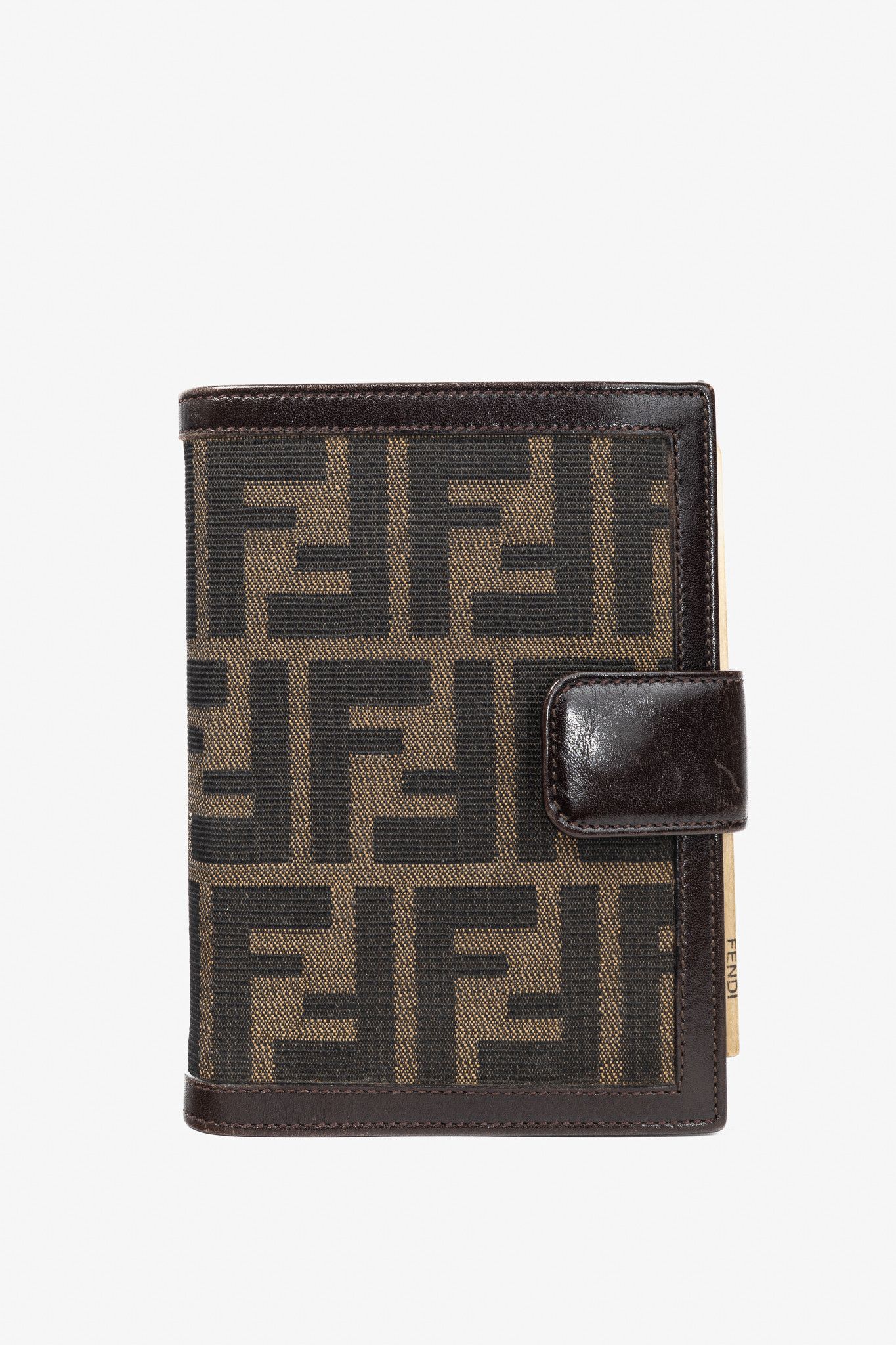 Fendi Fendi Brown Zucca Canvas Leather-Trim Agenda Cover Size ONE SIZE - 1 Thumbnail