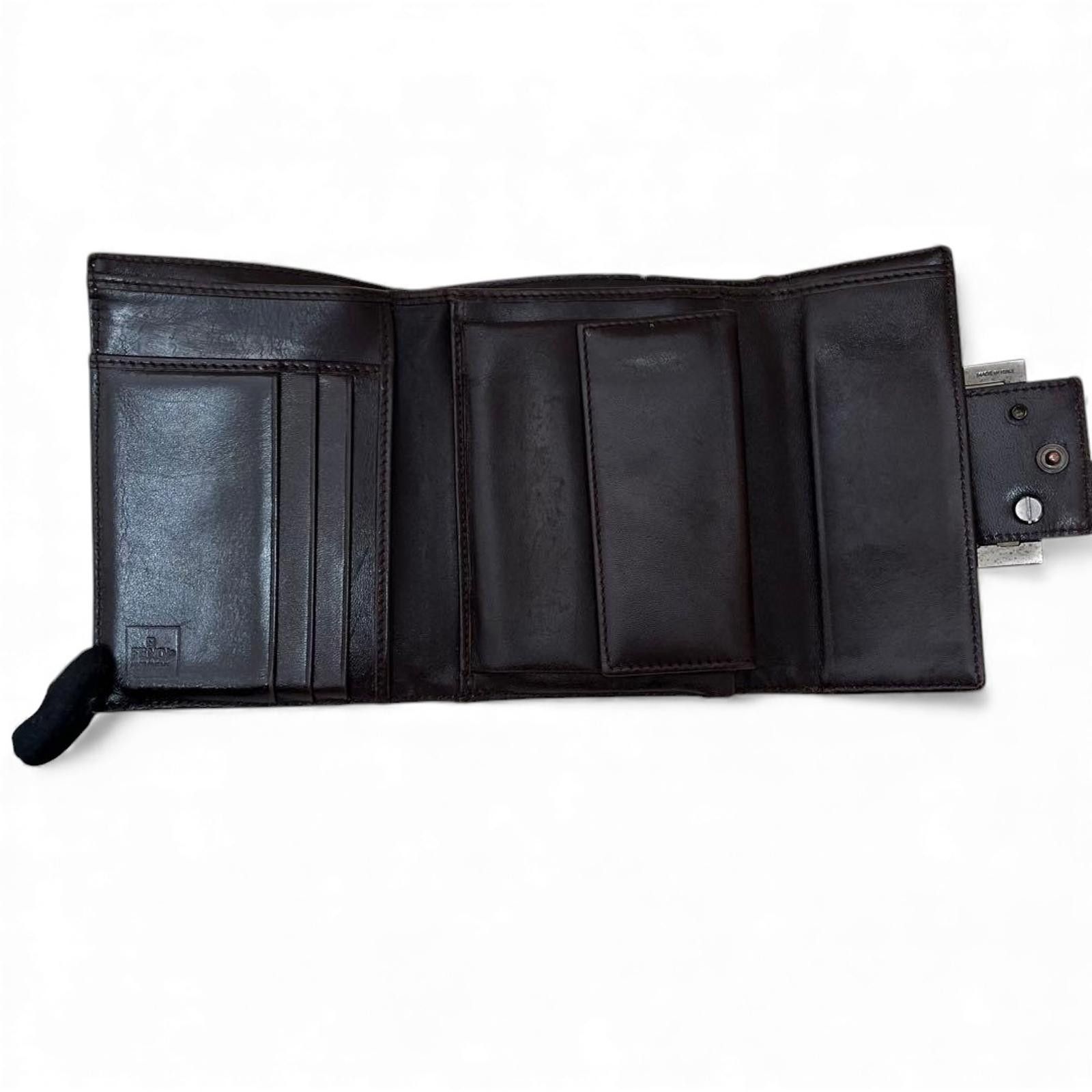 Fendi Fendi - Brown Monogram Canvas Wallet Silver Buckle Size ONE SIZE - 4 Thumbnail