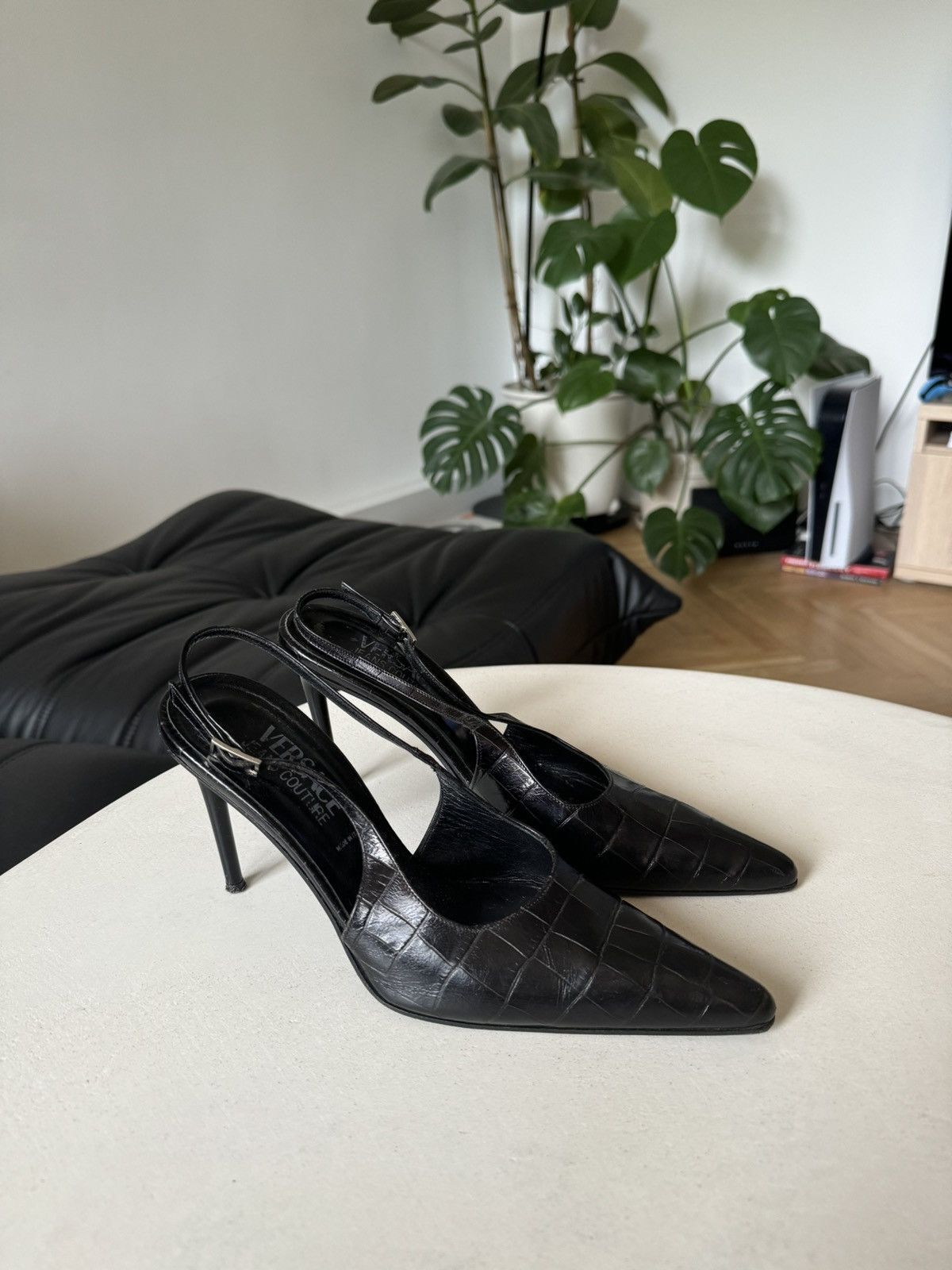 Versace Versace Jeans Couture Heels Black Leather Designer Luxury Size US 8 / IT 38 - 1 Thumbnail
