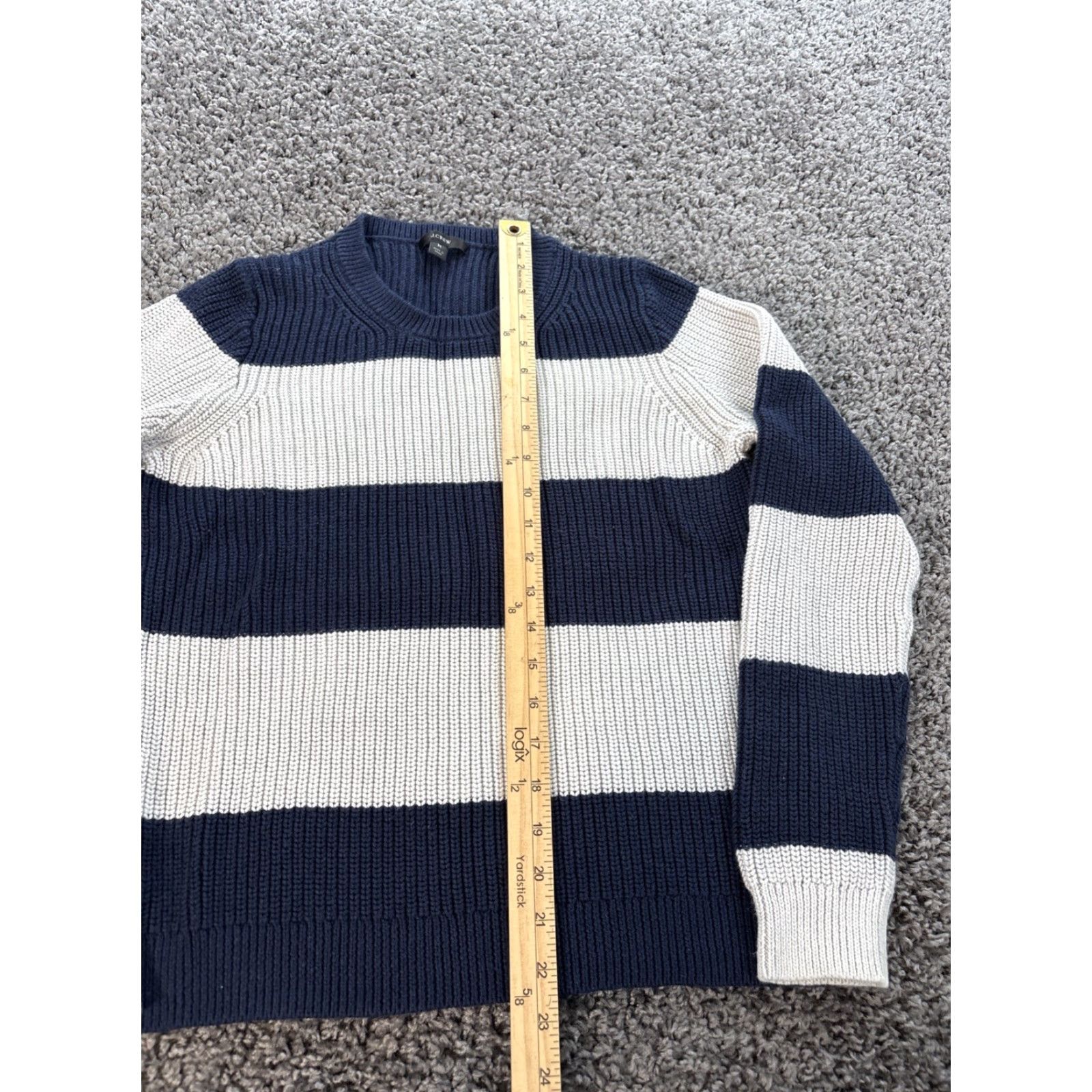 J.Crew **J CREW Women's Med Blue Stripe Cable Knit Classic Pullover Sweater** User: J CREW Women's Med Blue Cable Knit Stripe Classic Pullover Sweater Size M / US 6-8 / IT 42-44 - 2 Thumbnail