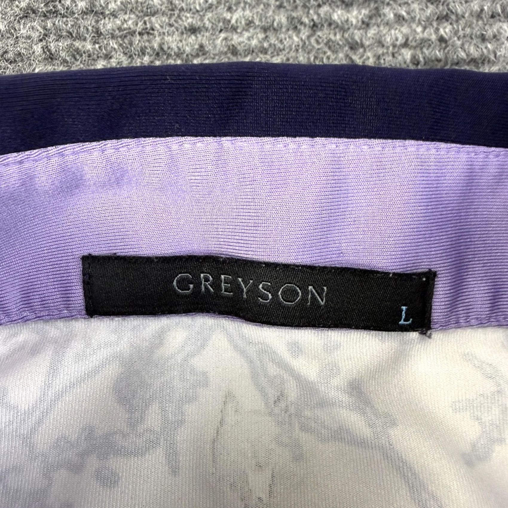 Vintage Greyson Polo Shirt Mens Large Purple Floral Golf Performance Stretch Wolf Logo Size US L / EU 52-54 / 3 - 5 Thumbnail