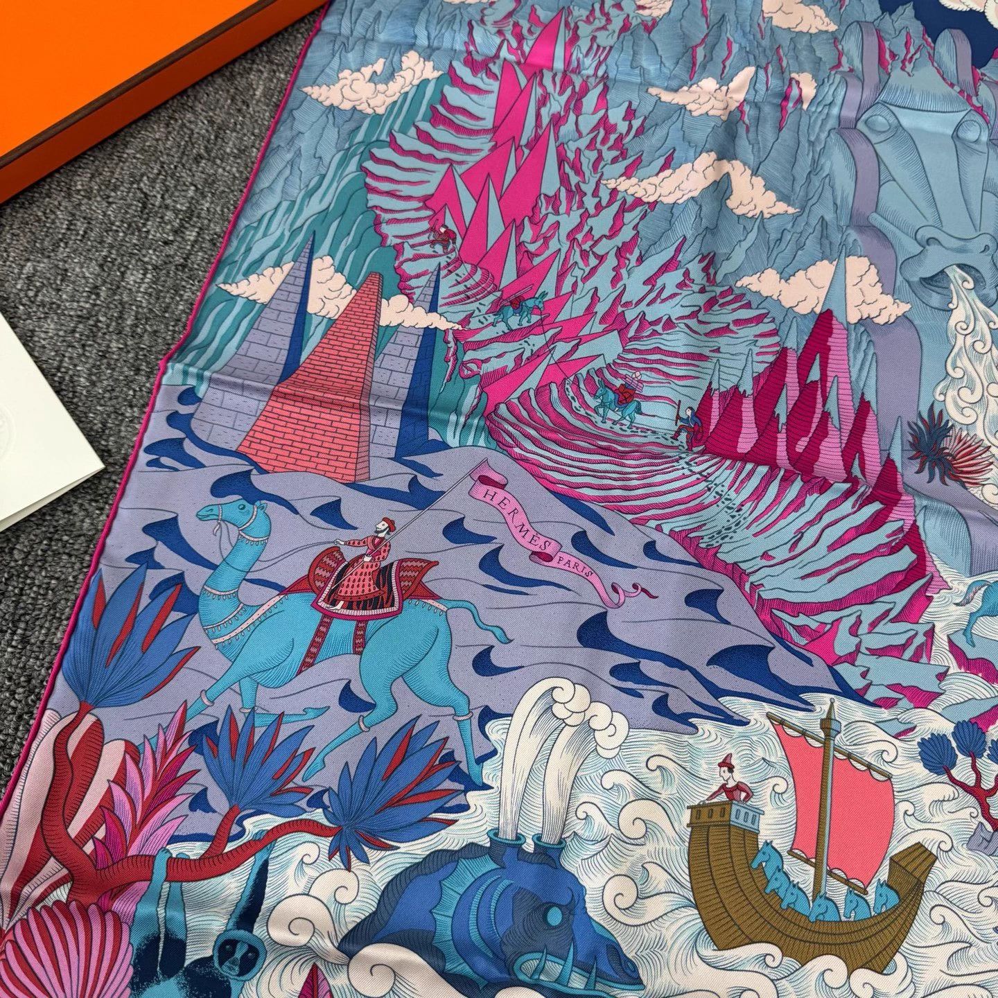 Hermes Hermes Cosmic Atlas Blue-Purple Silk Scarf 90x90 NWT Size ONE SIZE - 3 Thumbnail