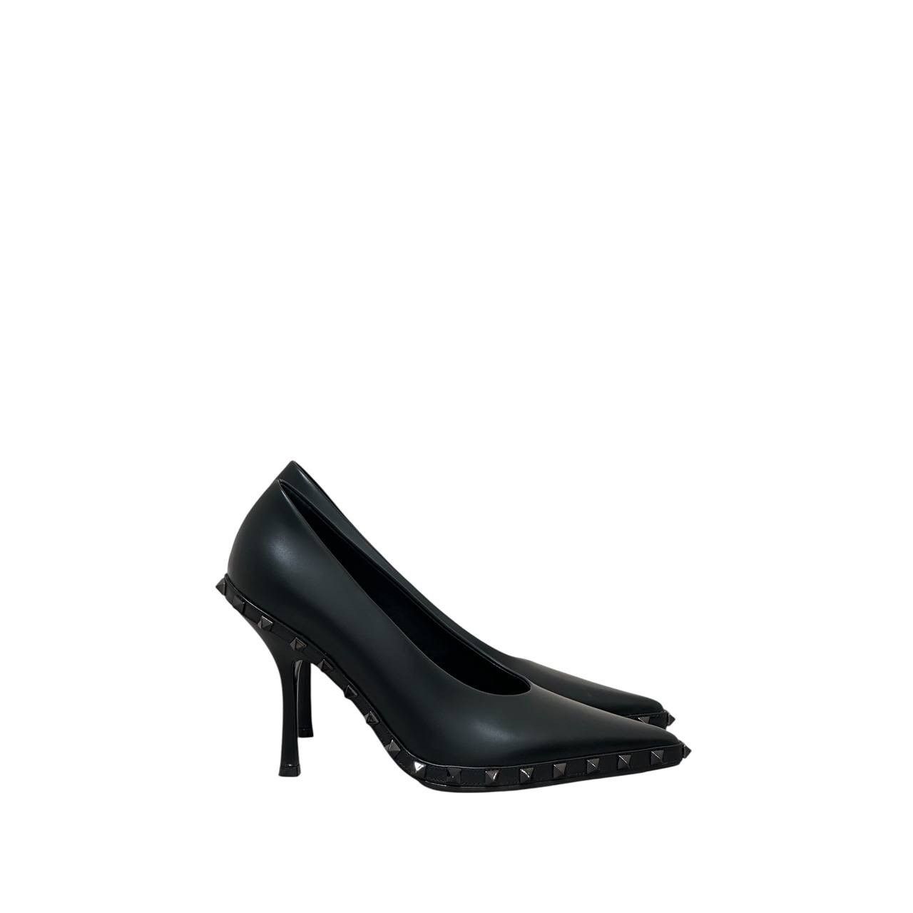 Valentino Valentino Rockstud 100 Leather Heels Pumps Black 38.5 Size US 8.5 / IT 38.5 - 2 Thumbnail
