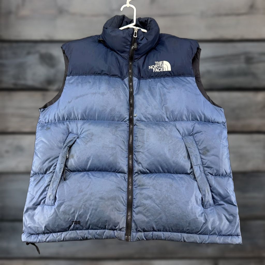 The North Face Nuptse Vest Men L Blue Navy Puffer 700 Insulated Goose Down Nylon