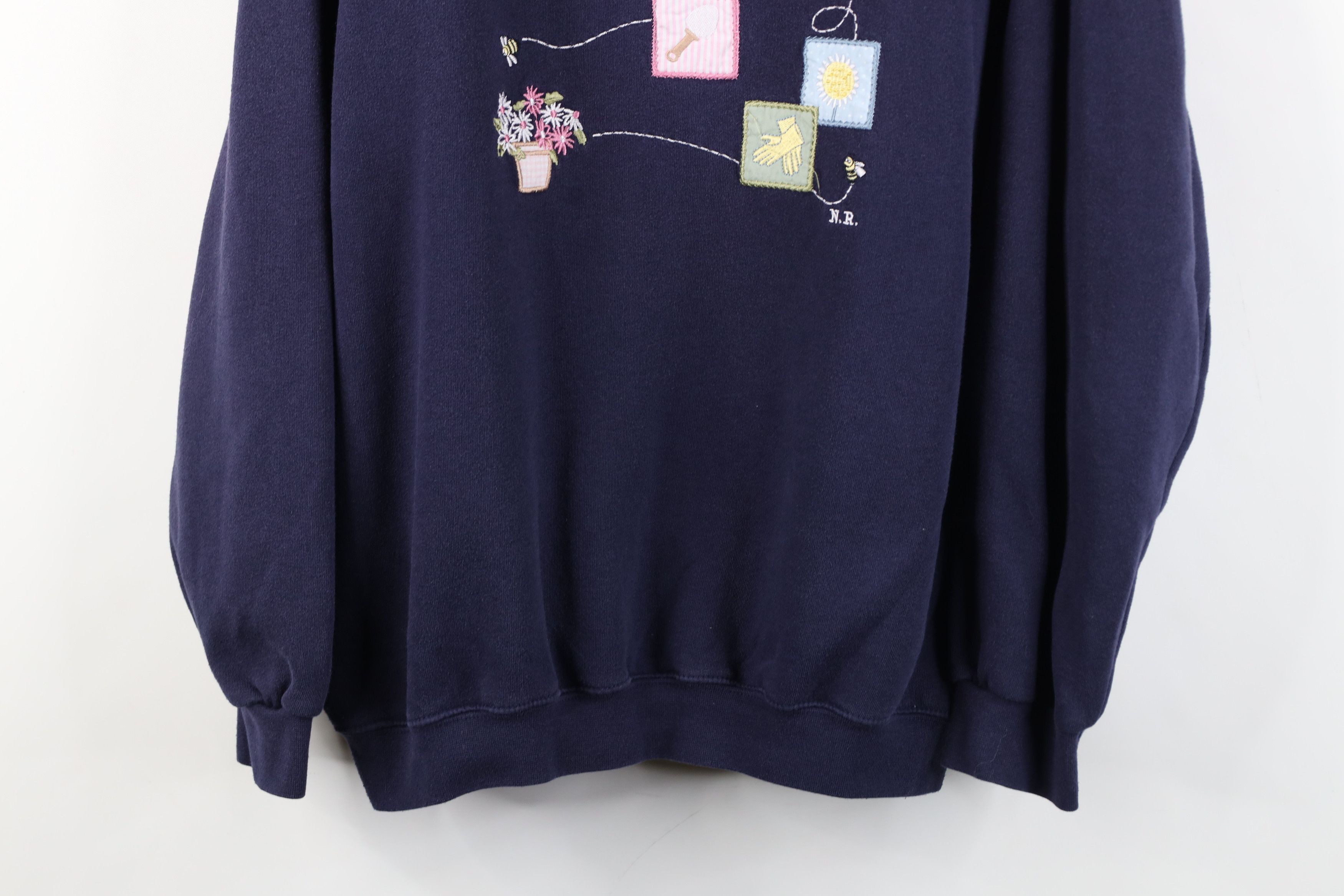 Vintage Vintage 90s Streetwear Garden Flower Collared Sweatshirt Size L / US 10 / IT 46 - 3 Thumbnail