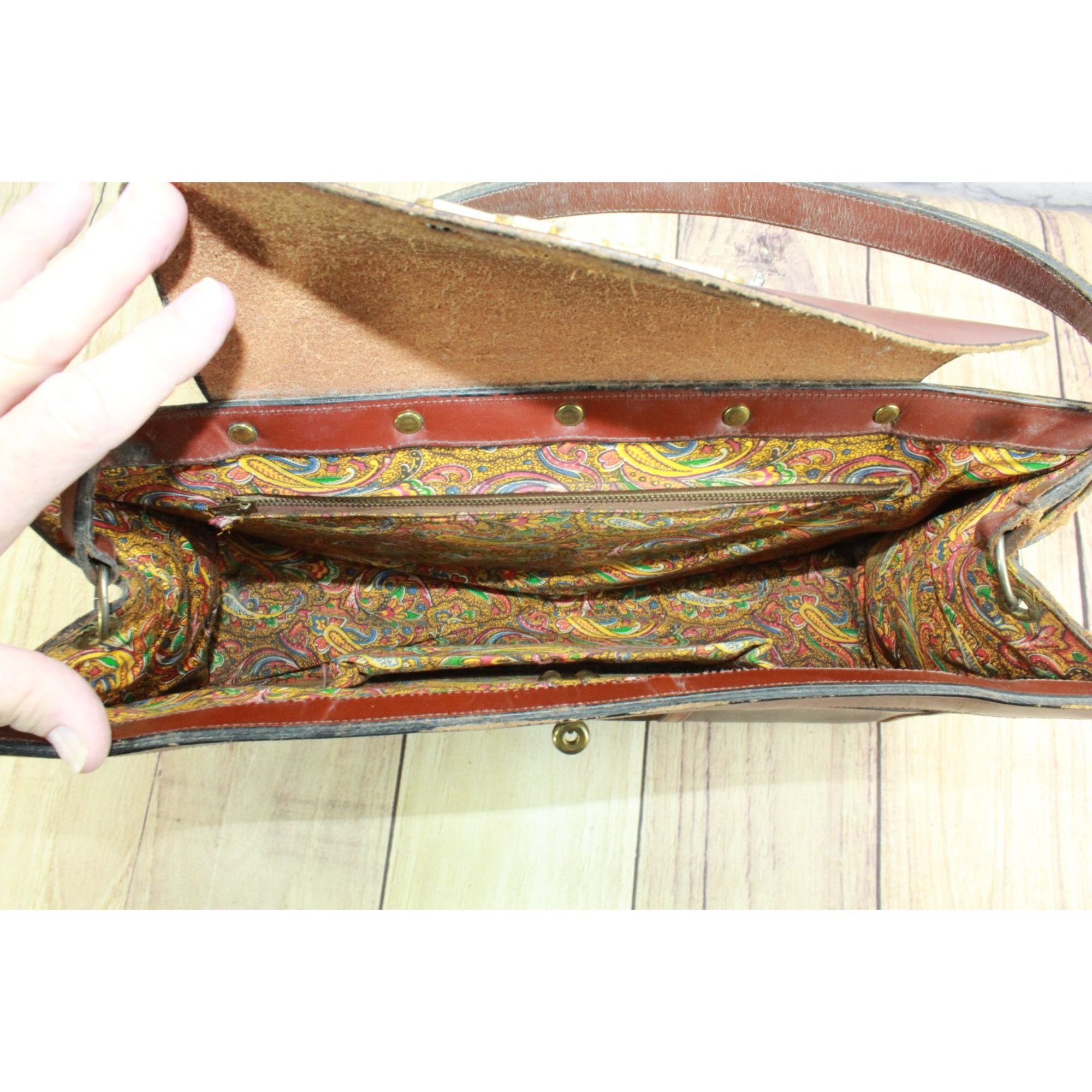 Leather × Vintage Vintage Patchwork Leather Suede Satchel Handbag Purse Size ONE SIZE - 6 Thumbnail