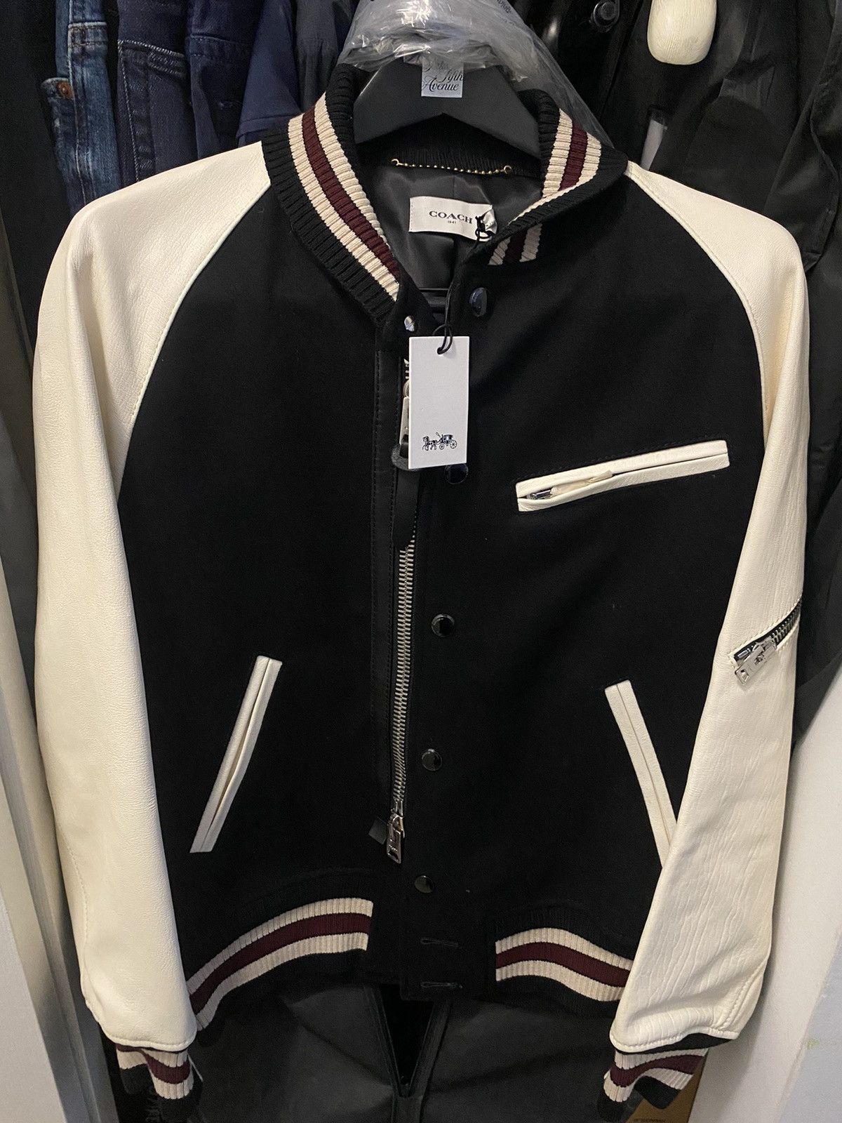 Coach COACH Zipped Varsity Jacket Black/White 38US/48EU NEW W/TAGS Size US M / EU 48-50 / 2 - 1 Thumbnail