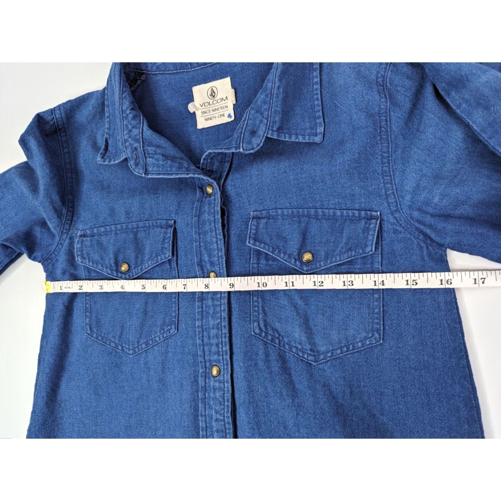 Volcom **Women's Volcom Chambray Shirtdress XS Blue Long Sleeve Snap Buttons** User: Women's Volcom Chambray Shirtdress XS Blue Long Sleeve Snap Buttons Size XS / US 0-2 / IT 36-38 - 6 Thumbnail