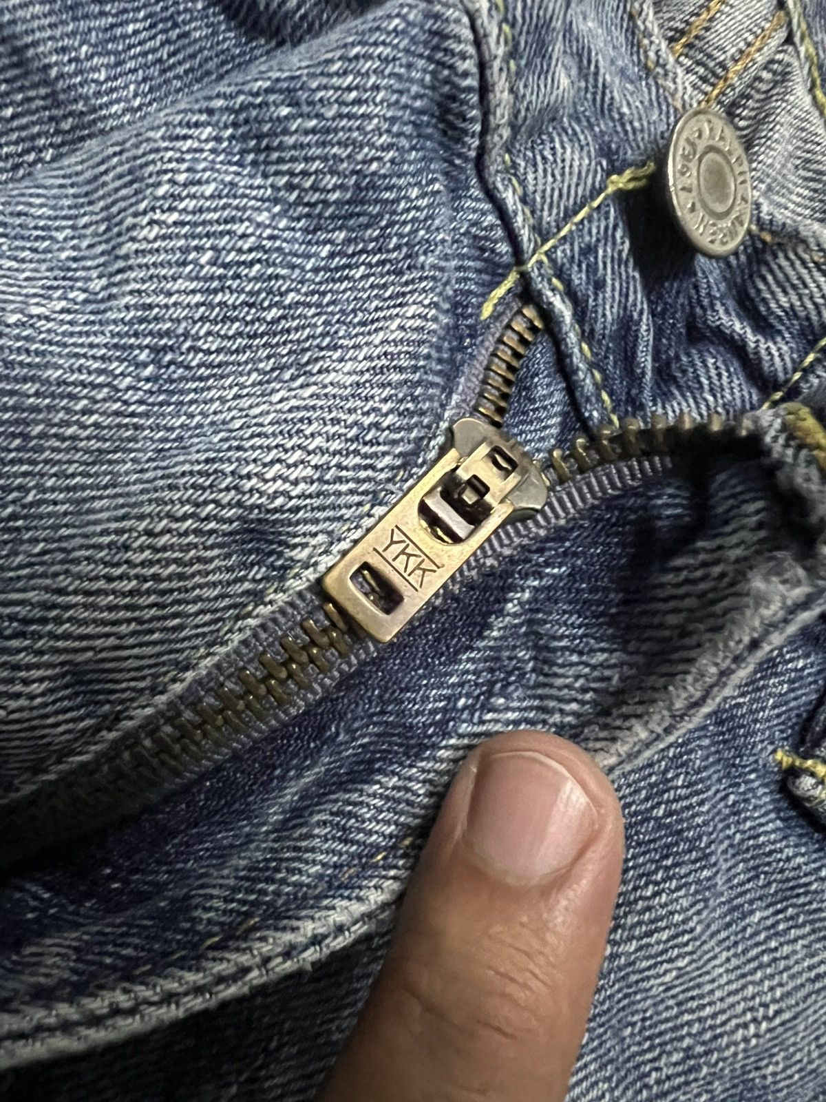 If Six Was Nine × Ralph Lauren 🌈90s Ralph Lauren Flare Mud Wash Zipper Jean Size US 35 - 14 Thumbnail