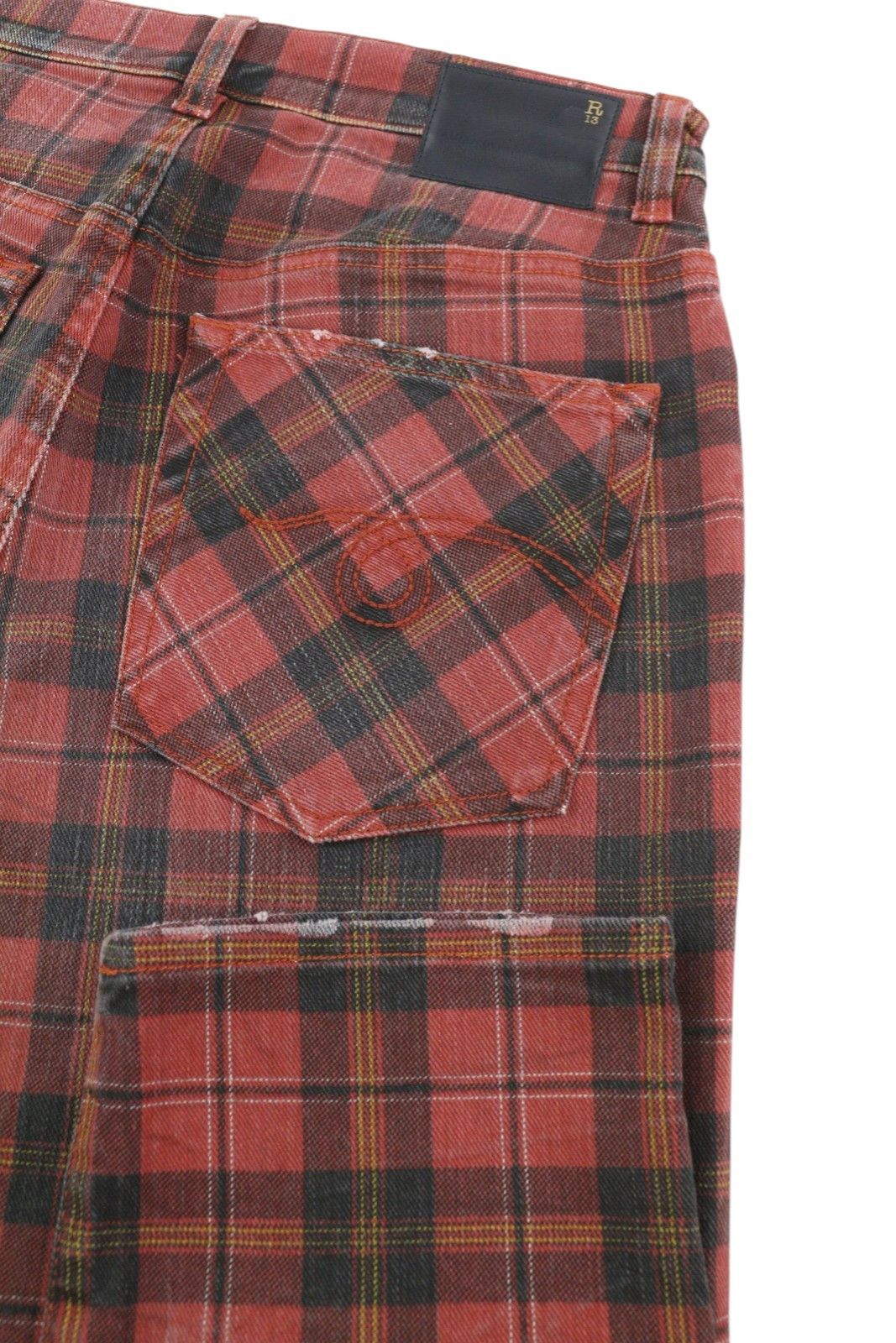 R13 TAILORED DROP 27 Ash Red Plaid RRP€710 85768 Size 27" / US 4 / IT 40 - 6 Thumbnail