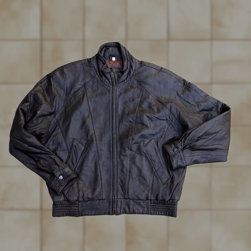 Vintage VTG SAWYER OF NAPA Leather Bomber Jacket Mens LARGE Quilted Lining Brown Biker Size US L / EU 52-54 / 3 - 1 Thumbnail