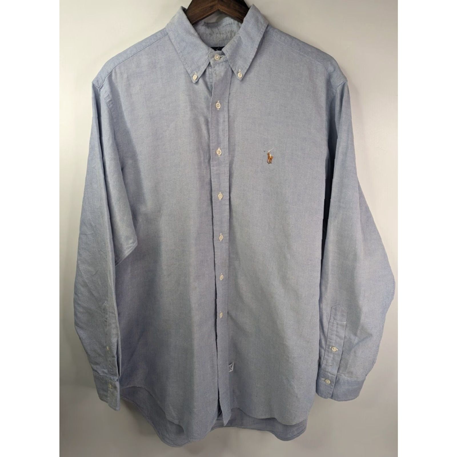 Ralph Lauren Ralph Lauren Shirt Men's 17-35 Button-Down Light Blue Chambray Long Sleeve Button-Up Collared cotton Classic Preppy Logo Embroidered Size US XL / EU 56 / 4 - 2 Thumbnail