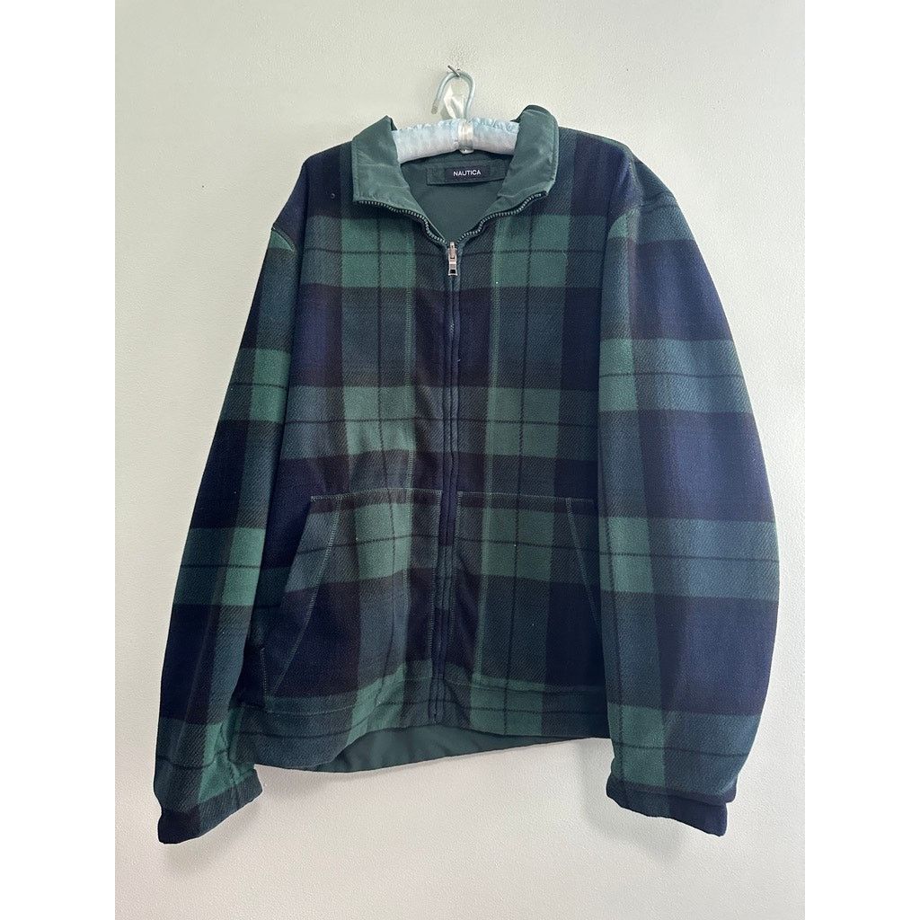 Nautica Vintage Y2K Nautica green plaid reversible fleece jacket Size US L / EU 52-54 / 3 - 2 Thumbnail