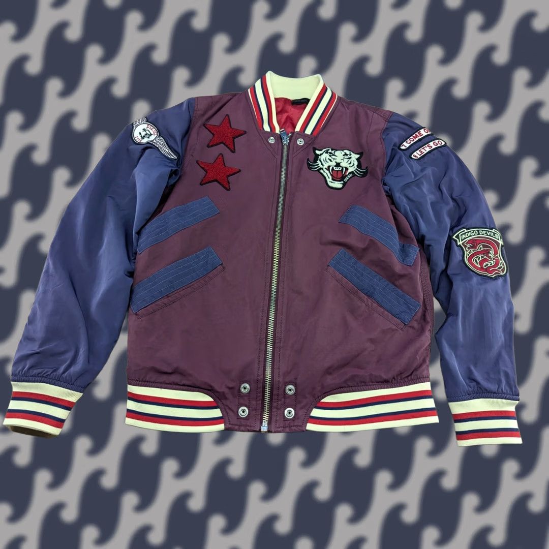 Diesel Diesel J-Tendency Varsity Jacket Mens Size S Indigo Devils Bomber Red Blue Small Jacket Size US S / EU 44-46 / 1 - 1 Thumbnail