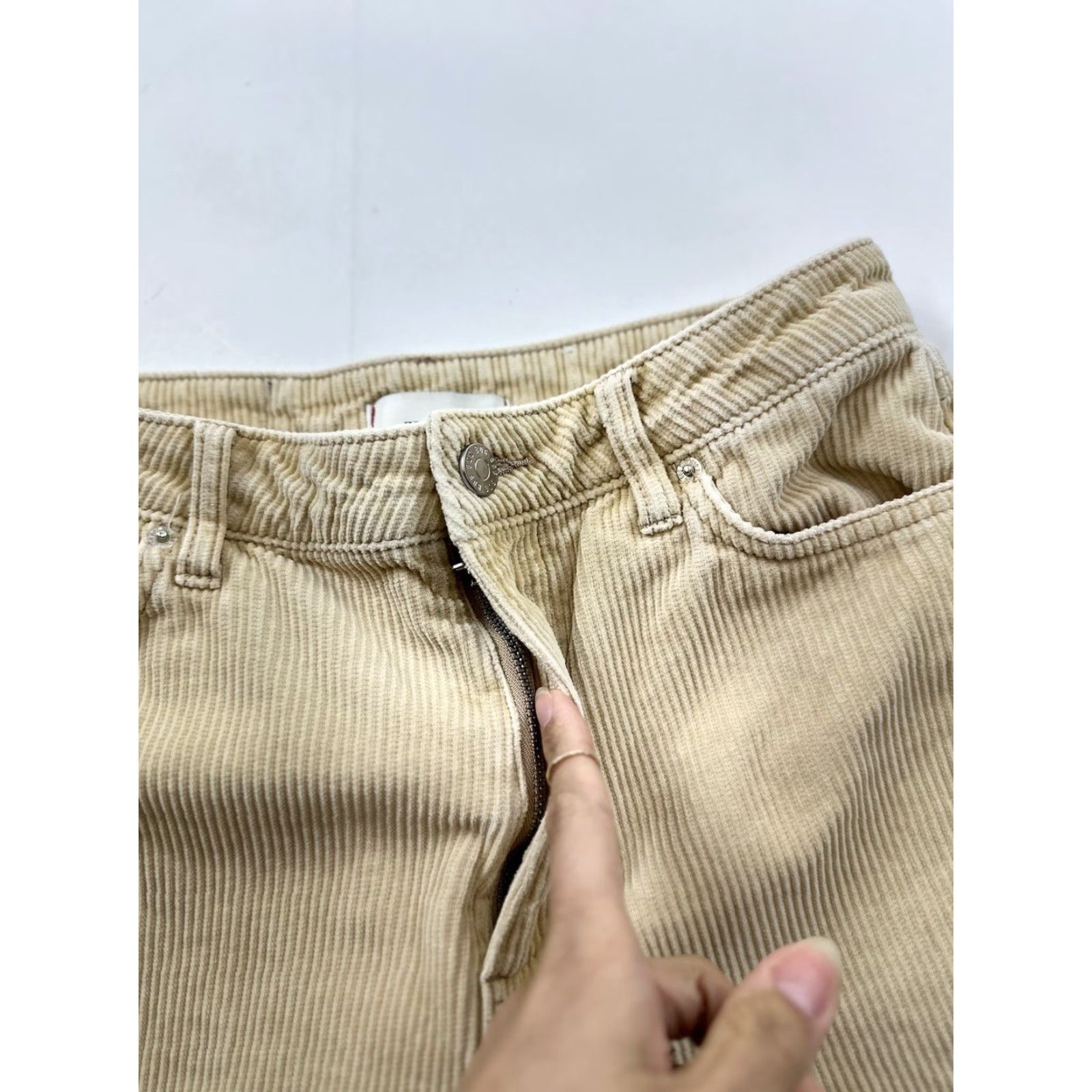 Bdg BDG Pants Women 28 Light Khaki Corduroy High Rise Mom Ankle Beige Cotton Solid Ladies Pants Size 28" / US 6 / IT 42 - 3 Thumbnail