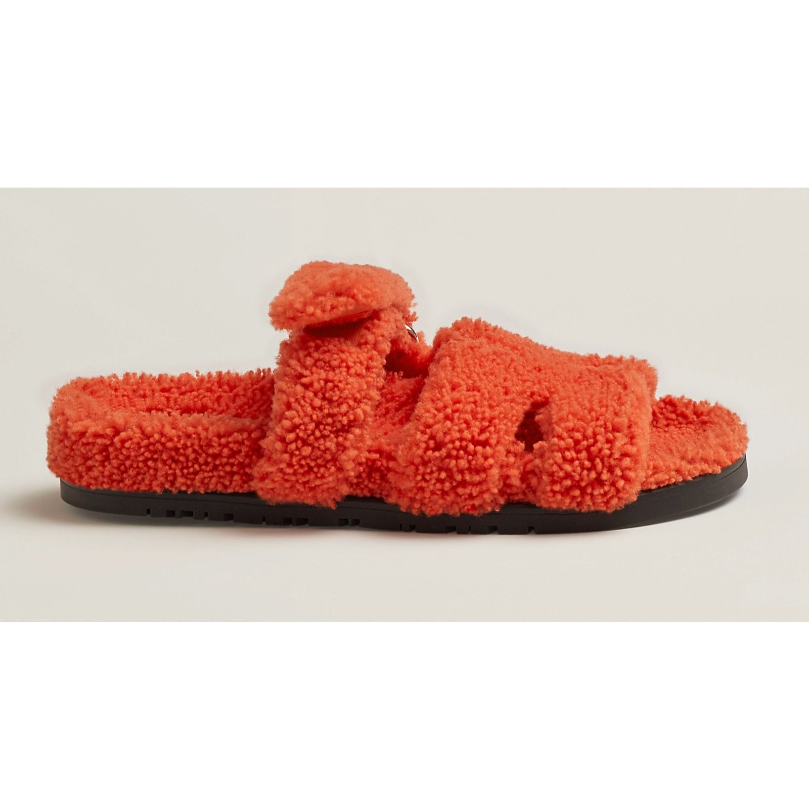 Hermes Hermes Chypre Sandal Teddy Shearling Fur Orange H Logo Size US 7.5 / IT 37.5 - 5 Thumbnail