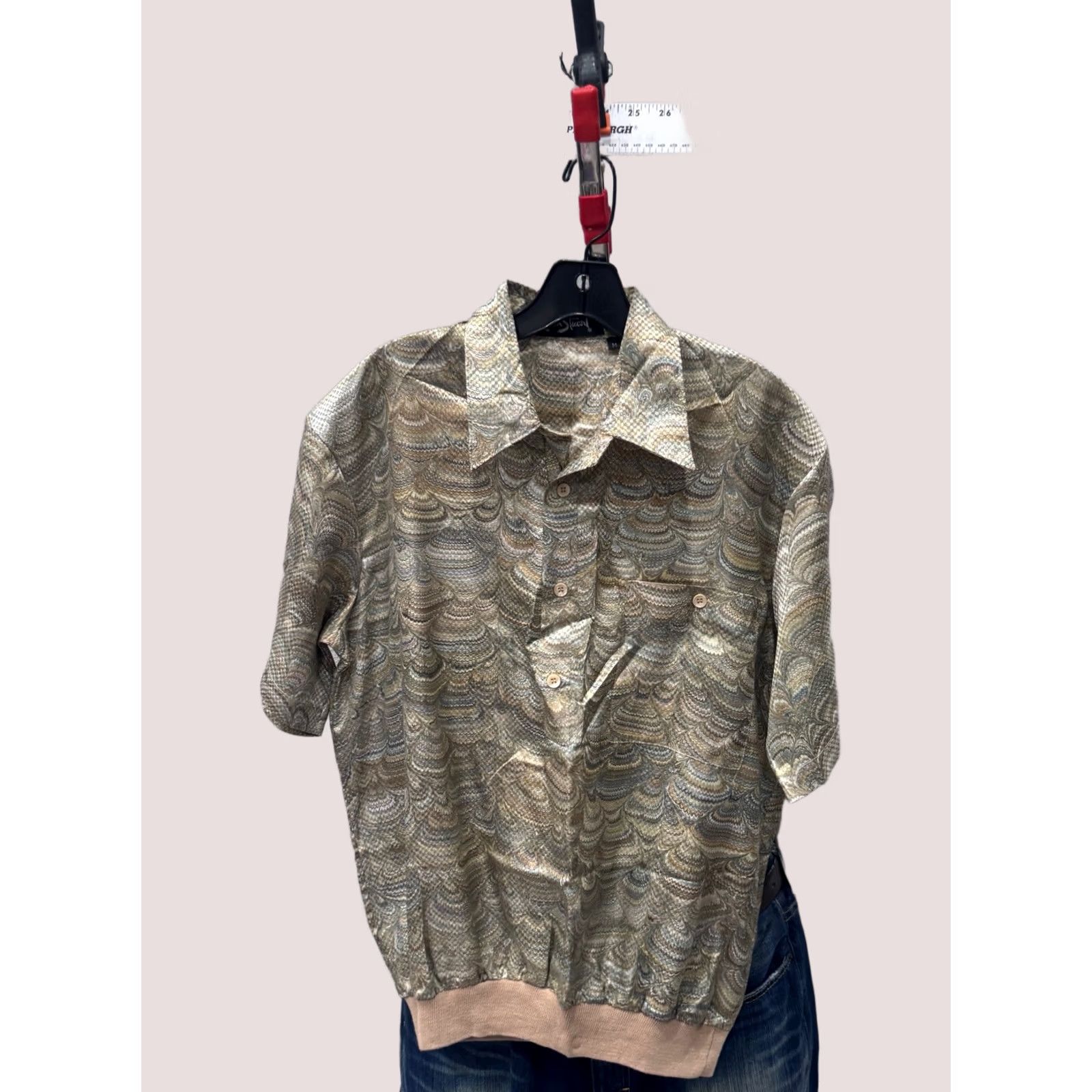 Vintage Alan Stuart POLO SHIRT Retro Banded Paisley Satin Medium M Mens Size US M / EU 48-50 / 2 - 1 Thumbnail