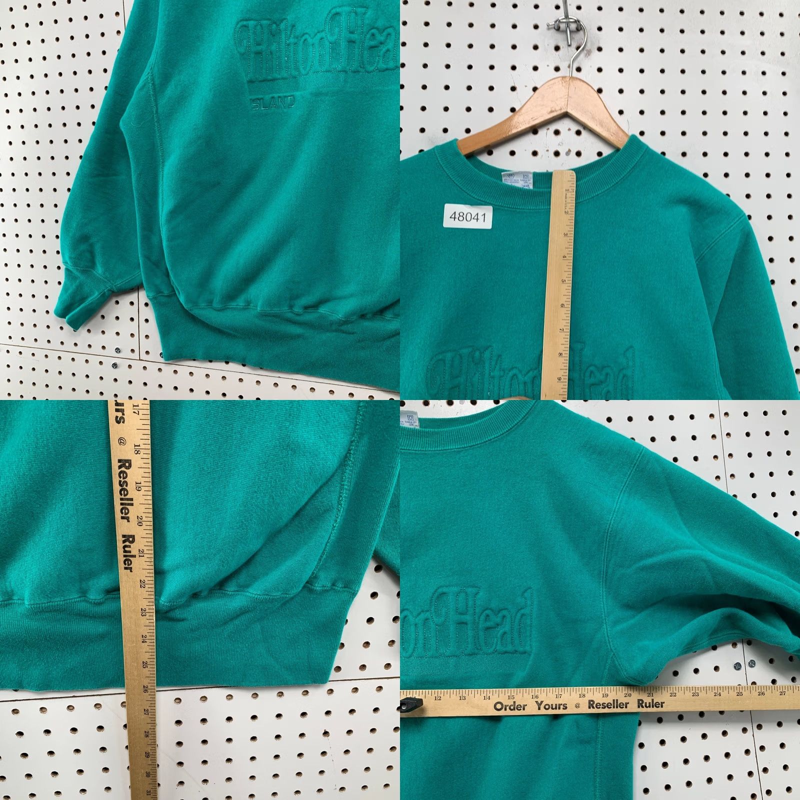 Champion VINTAGE Champion Reverse Weave Sweatshirt Mens L Teal USA 90s Heavyweight Pullover Crew Neck Long Sleeve Cotton Blue (Shirt) Size US L / EU 52-54 / 3 - 8 Thumbnail