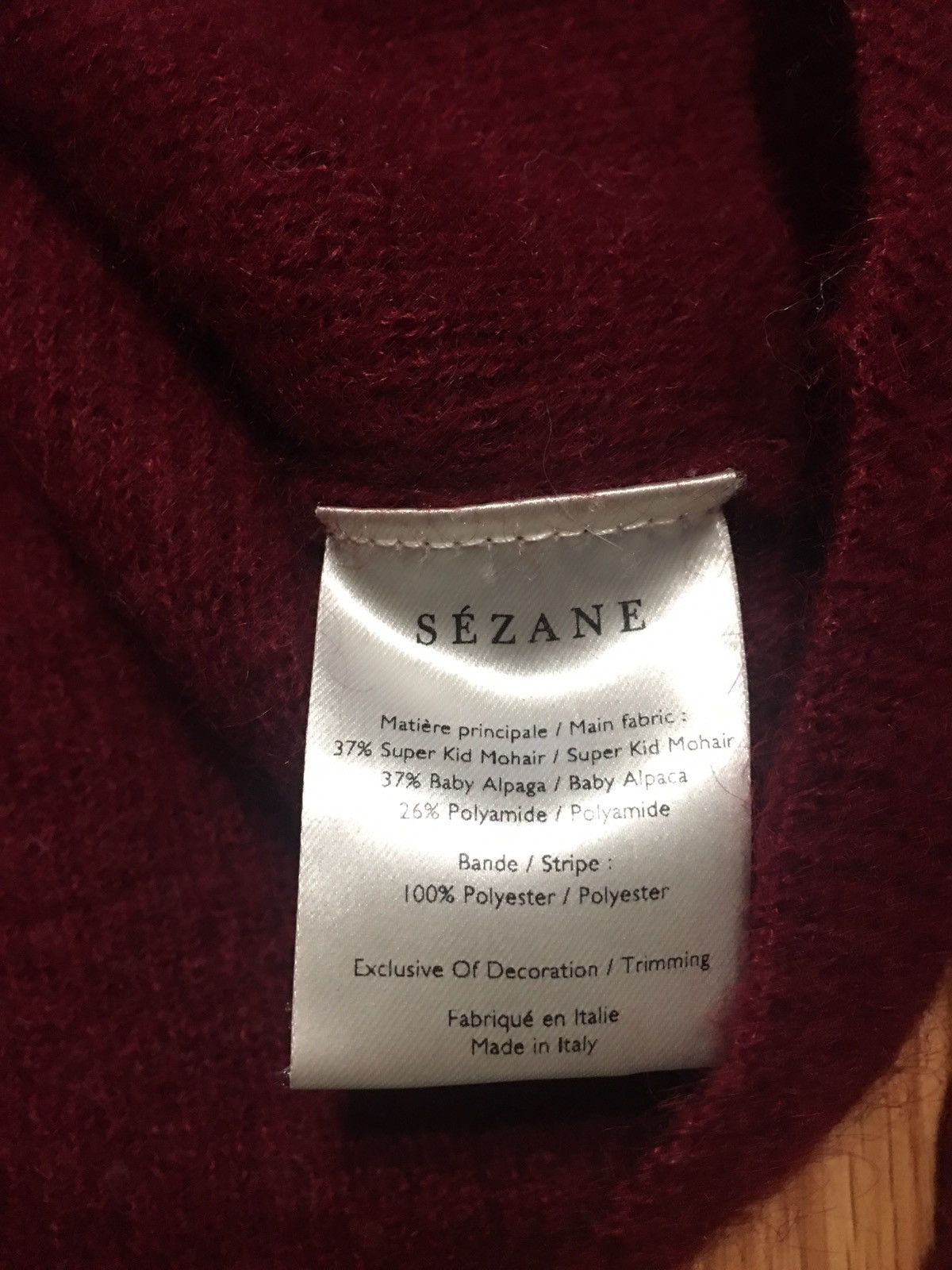 Sezane SÉZANE Mohair Alpaca Blend Cardigan Sweater Burgundy XS Size XS / US 0-2 / IT 36-38 - 9 Thumbnail