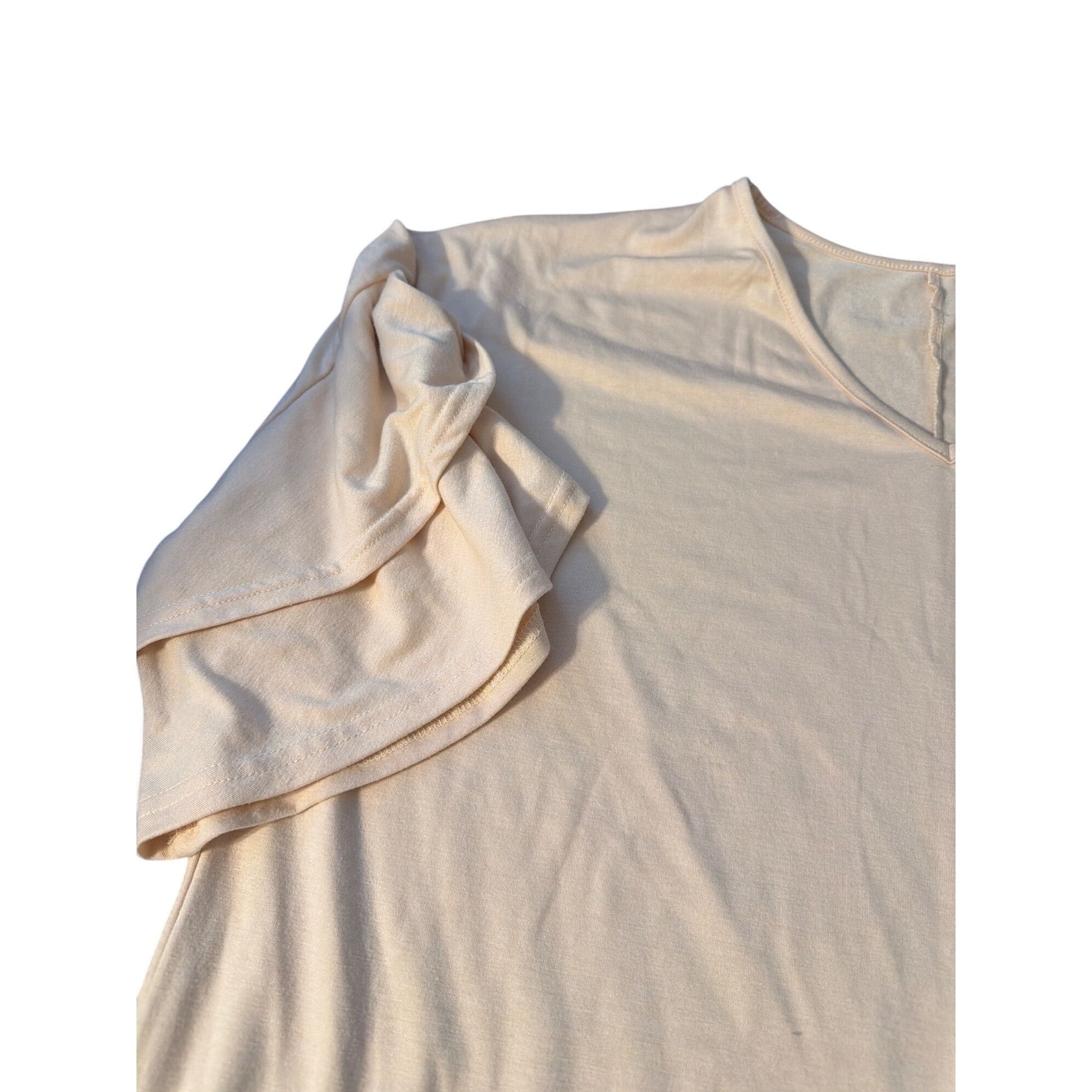 Other Light Peach Beige Tunic Shirt Ruffle Sleeves V Neck Size XXL Size XXL / US 16-18 / IT 52-54 - 2 Thumbnail