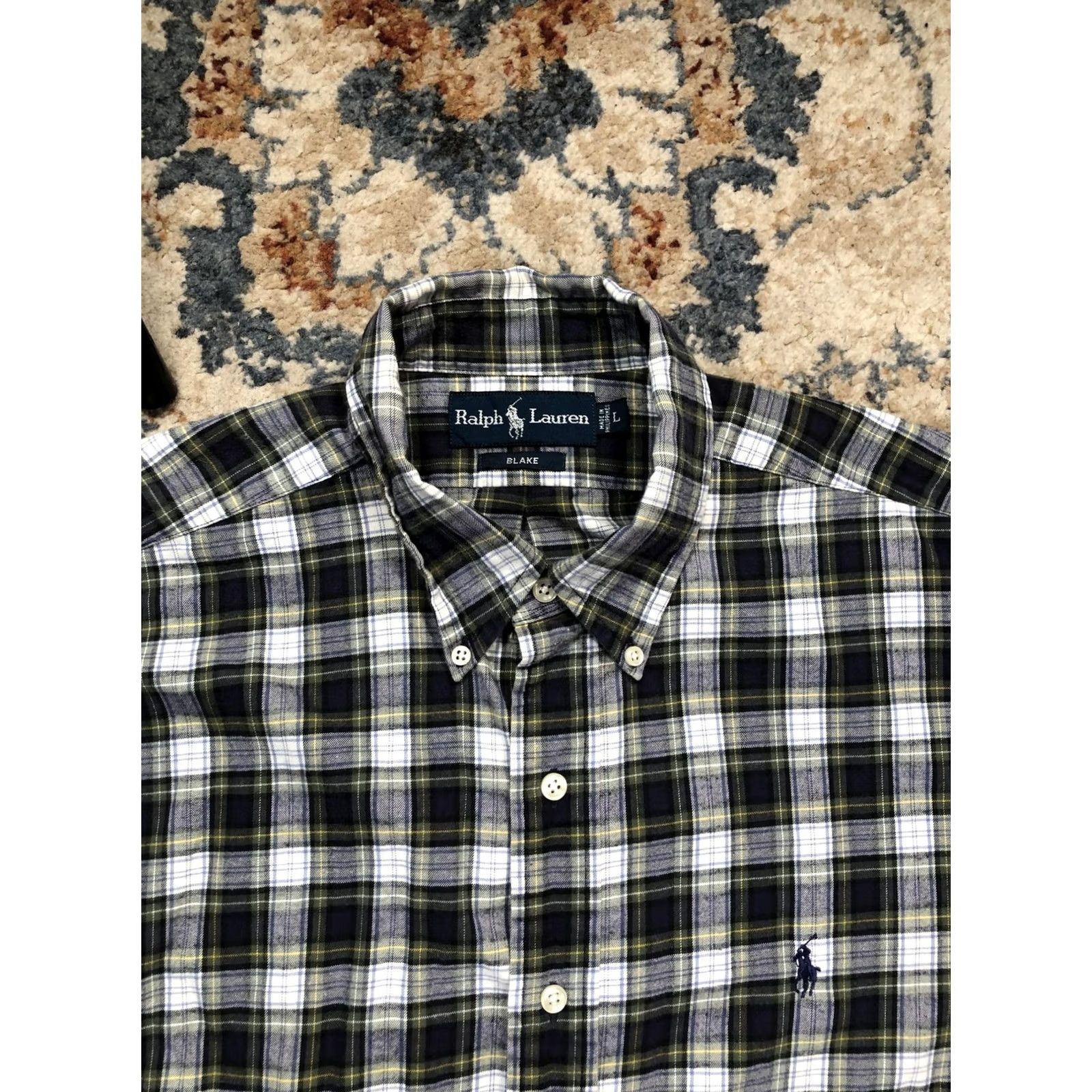 Ralph Lauren Ralph Lauren Blake Shirt Mens Large Blue Plaid Flannel Button-Down Pony Logo Blocked Collar Button Up Classic Fit Size US L / EU 52-54 / 3 - 2 Thumbnail
