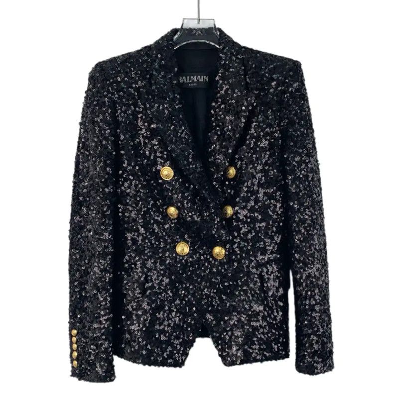 Balmain Balmain Black Sequin Jacket Size S 0089 Size S / US 4 / IT 40 - 1 Thumbnail