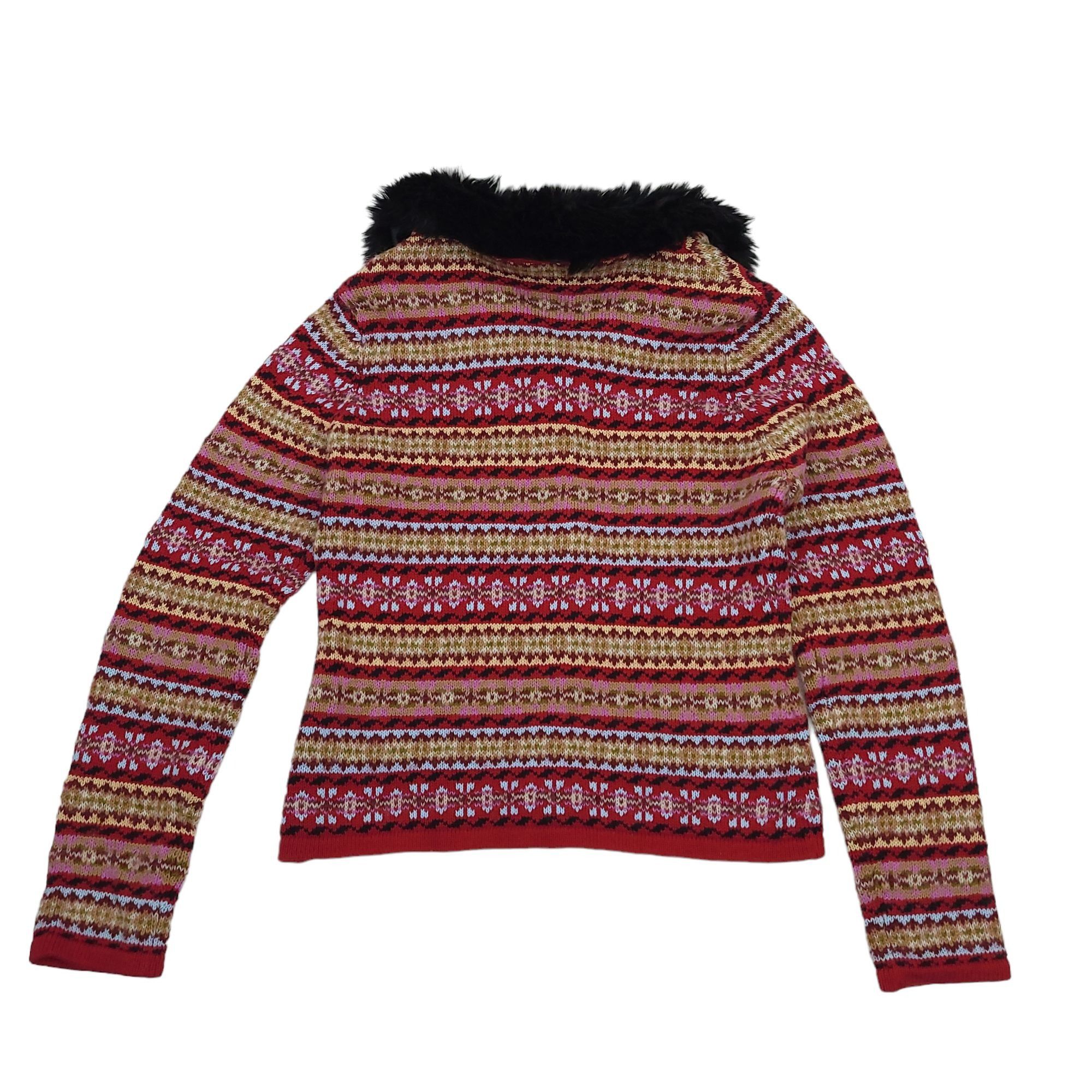 Other Harolds Fair Isle Cardigan Sweater S Vintage 90s Faux Fur Size S / US 4 / IT 40 - 14 Thumbnail