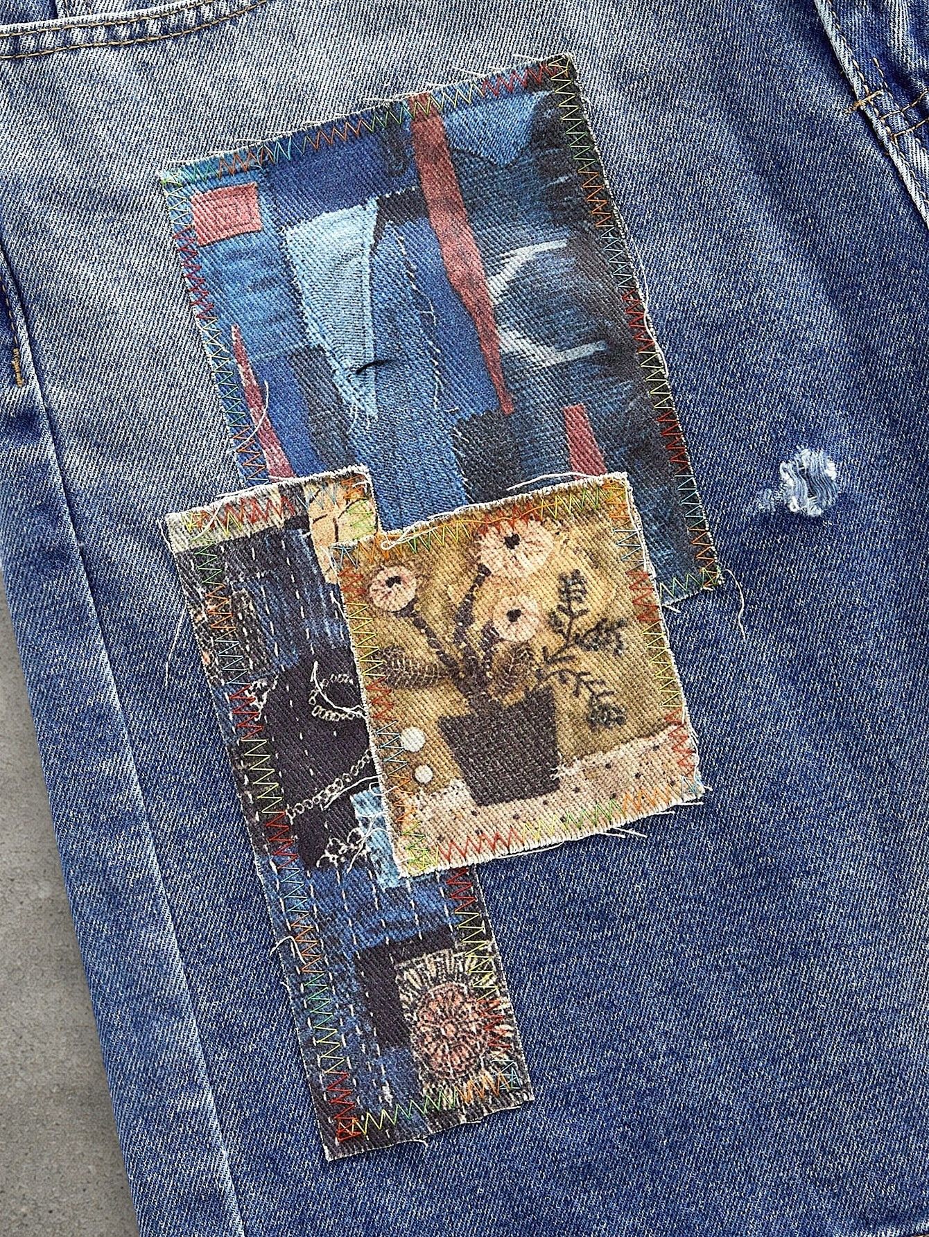 Japanese Brand Patchwork jeans shorts Size US 32 / EU 48 - 4 Thumbnail