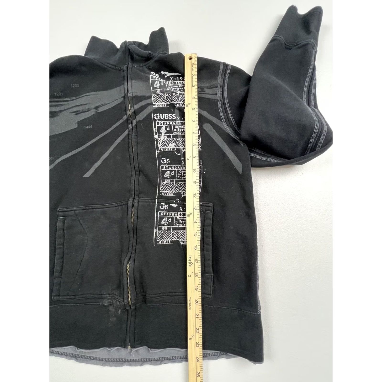 Guess Guess Sweatshirt Mens M Black Full Zip Mock Neck Graphic Fleece Jacket Size US M / EU 48-50 / 2 - 7 Thumbnail