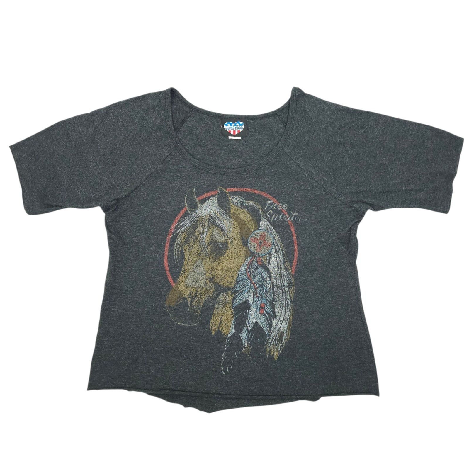 Other Junk Food Clothing Free Spirit Graphic Tee Size L Horse Gray Size L / US 10 / IT 46 - 1 Thumbnail
