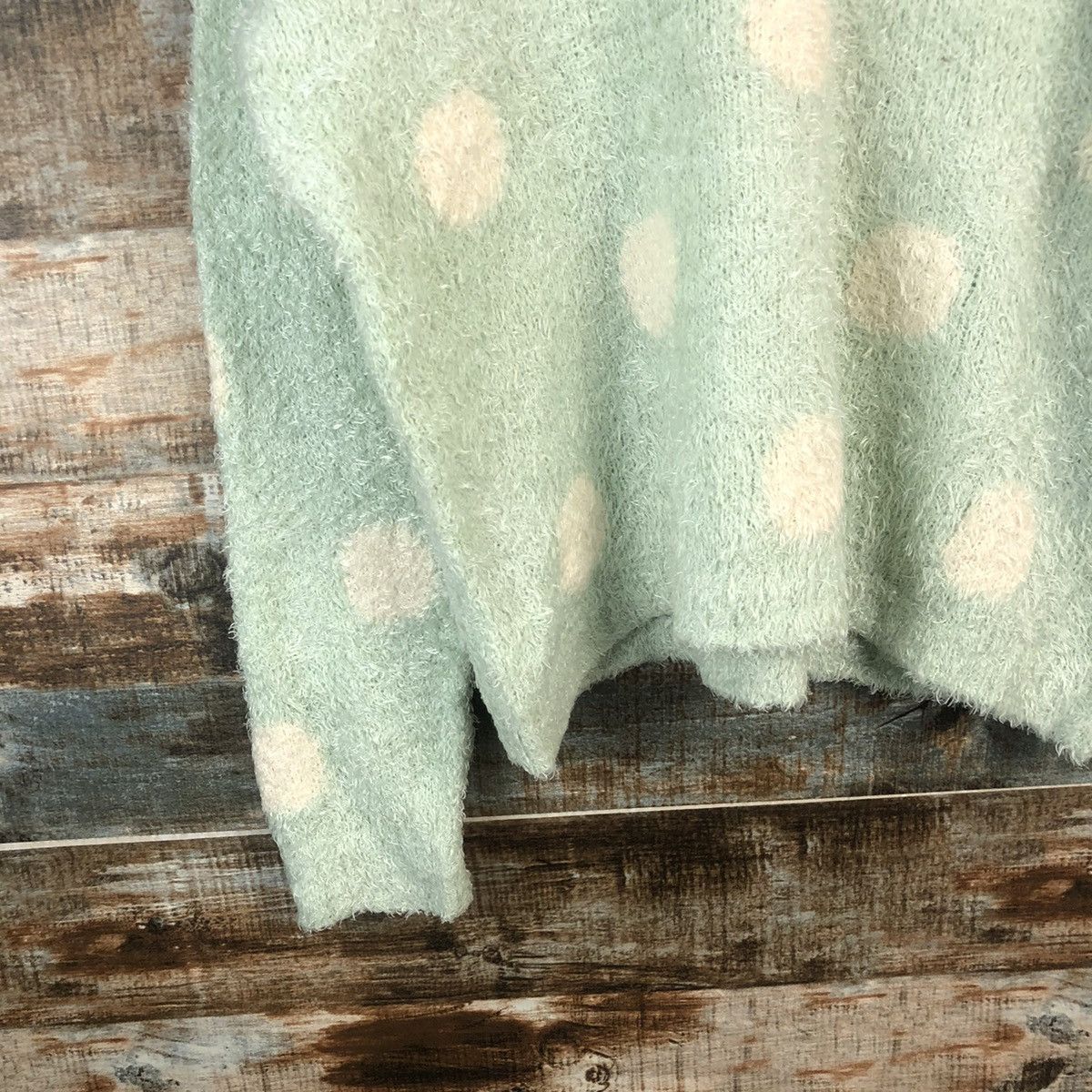 Japanese Brand DL C.O.L.Z.A Green Mohair Fur shaggy Knitwear #C370 Size L / US 10 / IT 46 - 7 Thumbnail