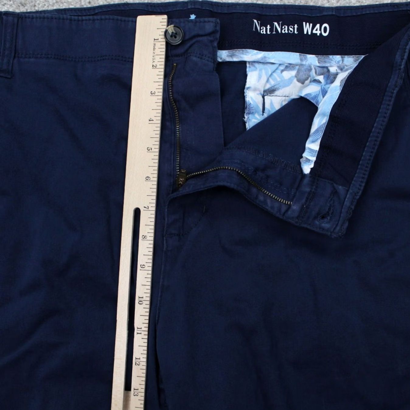 Nat Nast Nat Nast Chino Shorts Mens 40 Blue Flat Front Cotton Stretch Inseam 9" (9 in) Regular Fit? Size US 40 / EU 56 - 7 Thumbnail