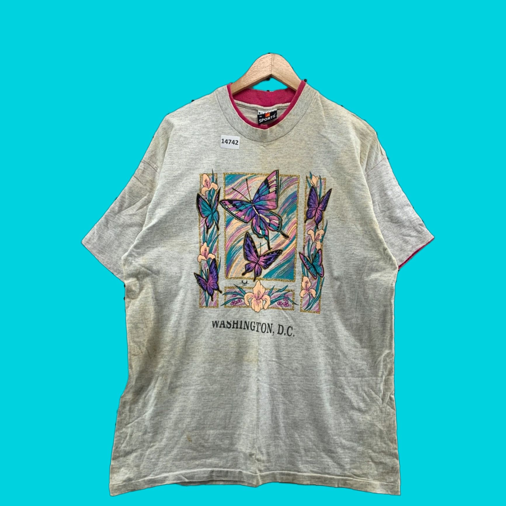 Pinko VINTAGE Signal Butterfly Shirt Washington DC Gray Pink Trim XL T-Shirt Unisex Adults Size US XL / EU 56 / 4 - 1 Thumbnail
