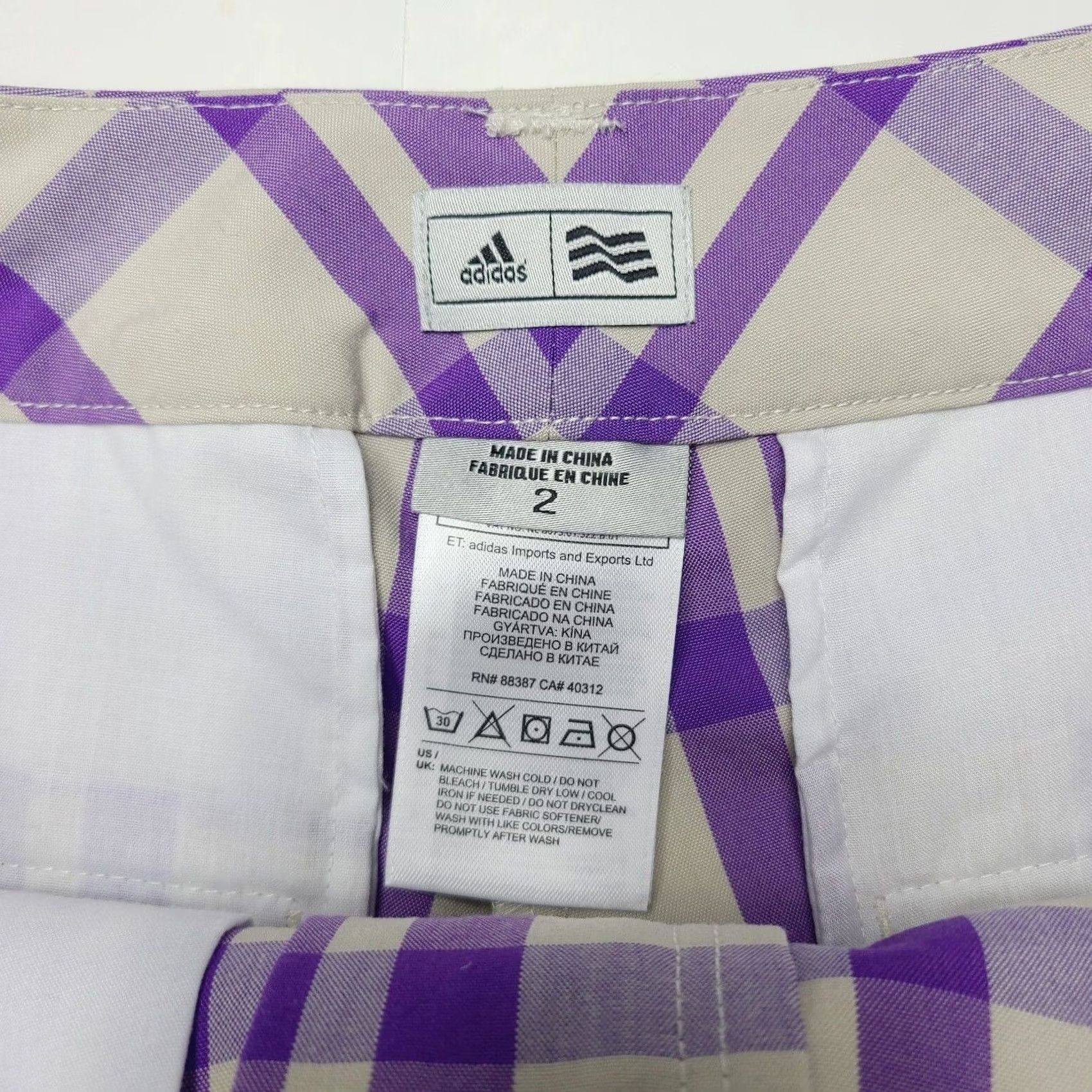 Adidas Adidas Women’s Size 2 Checkered Plaid Shorts Purple Athletic Golf Casual NWT Womens Size 26" / US 2 / IT 38 - 4 Thumbnail