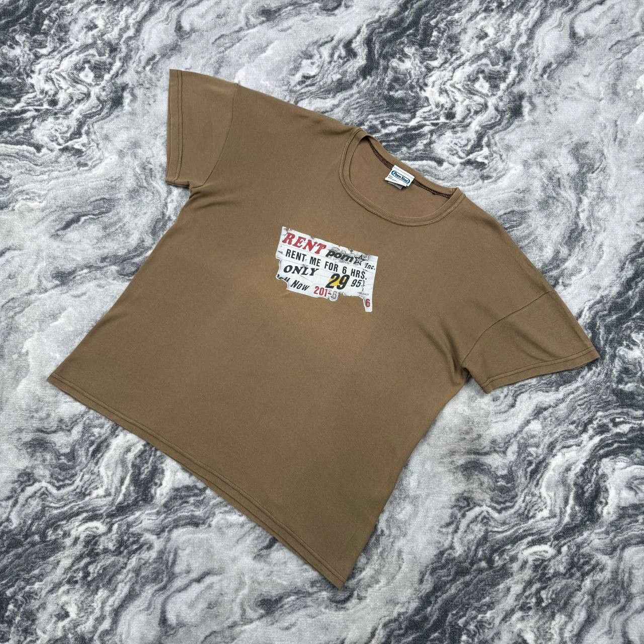 Vintage Pornostar t-shirt 90s USA Skateboard L Beige