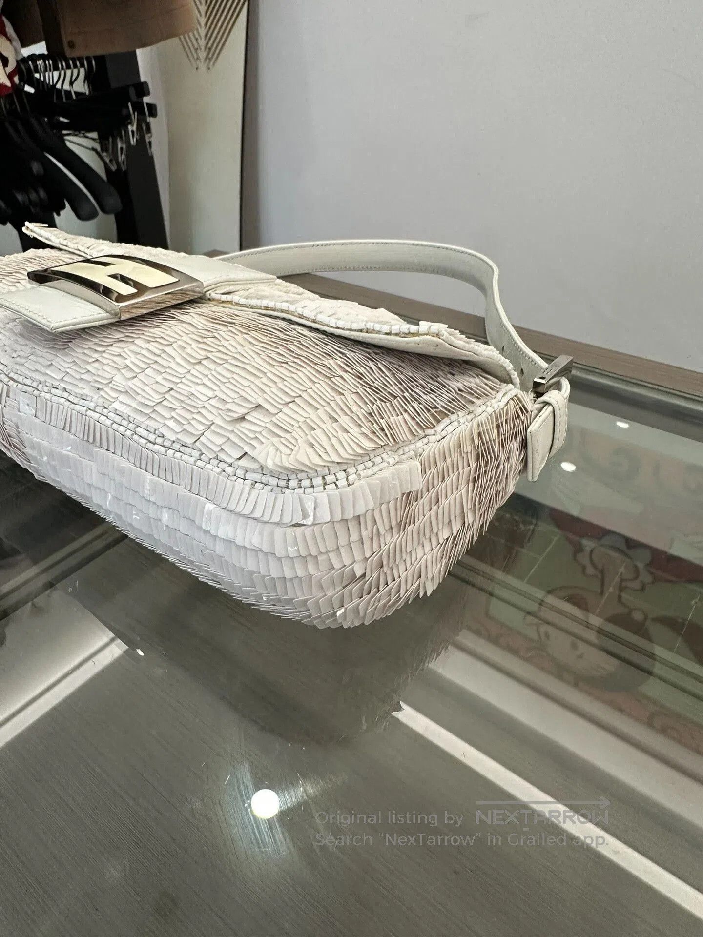 Fendi Fendi Baguette White Sequin Handbag 26cm. Size ONE SIZE - 7 Thumbnail