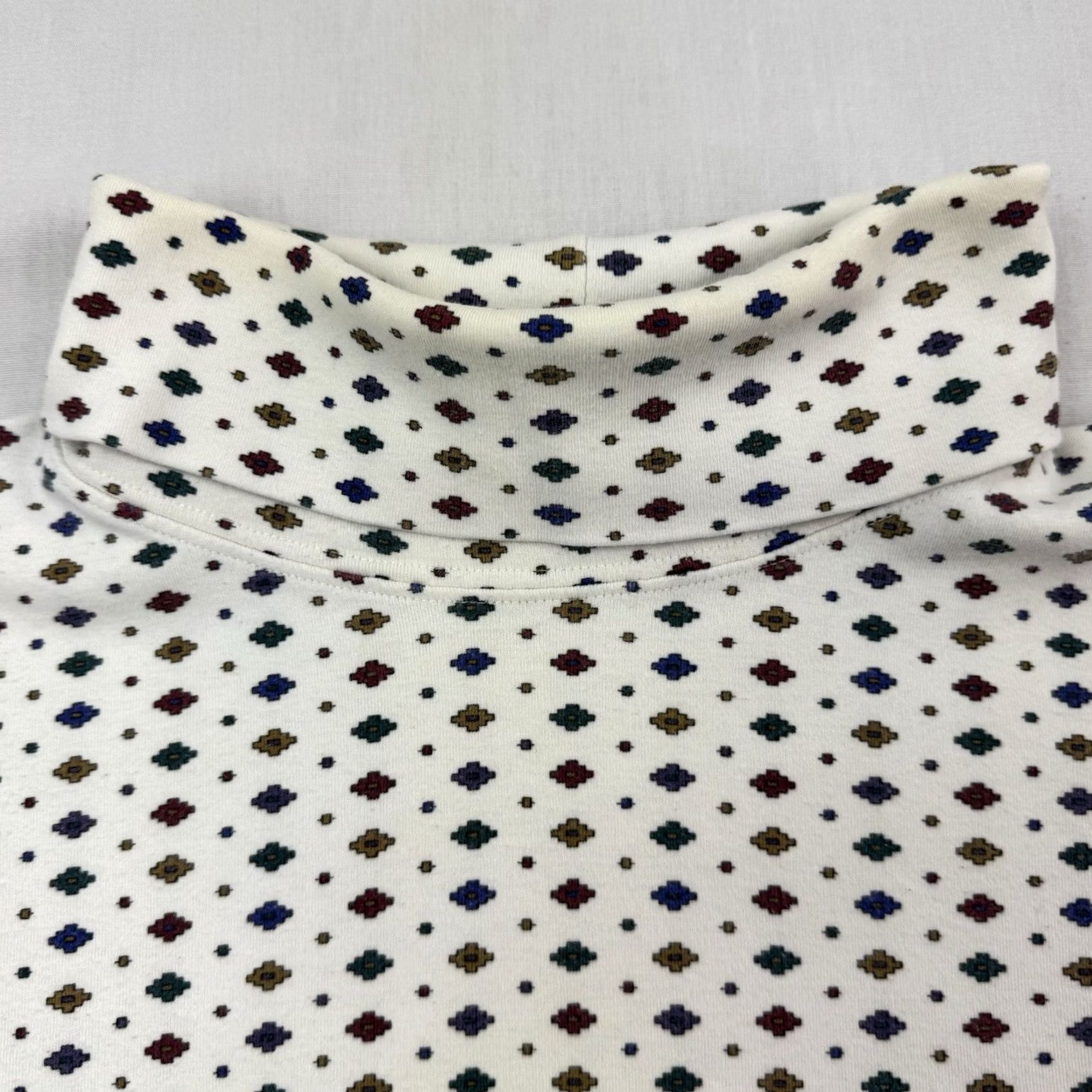 Vintage VINTAGE Woolrich Turtleneck Shirt Womens M White Geometric 90s USA Casual Hipster 80s Mens Girls Size M / US 6-8 / IT 42-44 - 3 Thumbnail