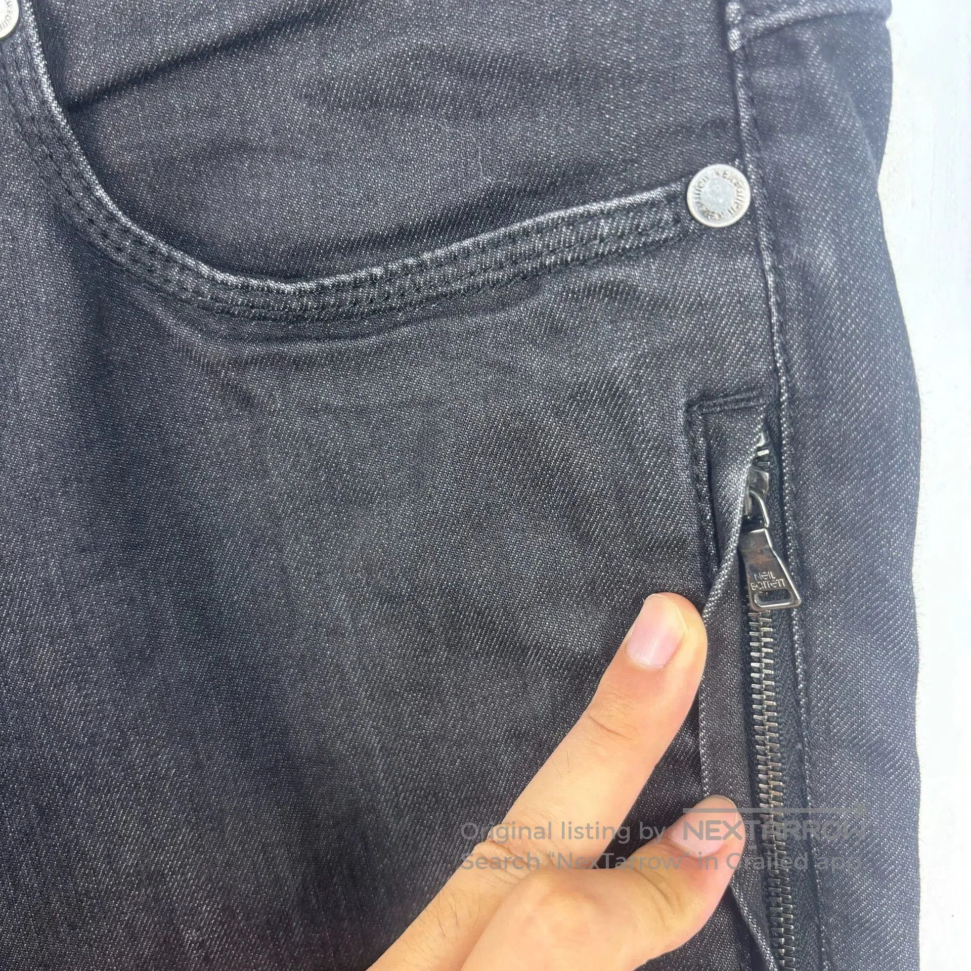 Neil Barrett black denim motorcycle panel jeans size 33. Size US 33 - 4 Thumbnail