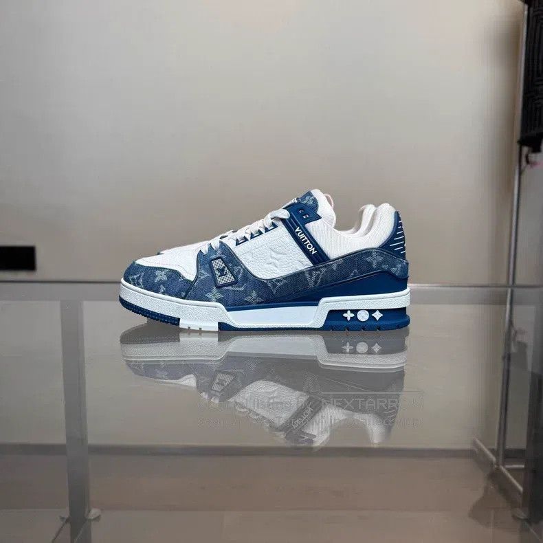 Louis Vuitton Louis Vuitton Trainer White and Blue Denim shoes Size US 9 / EU 42 - 3 Thumbnail