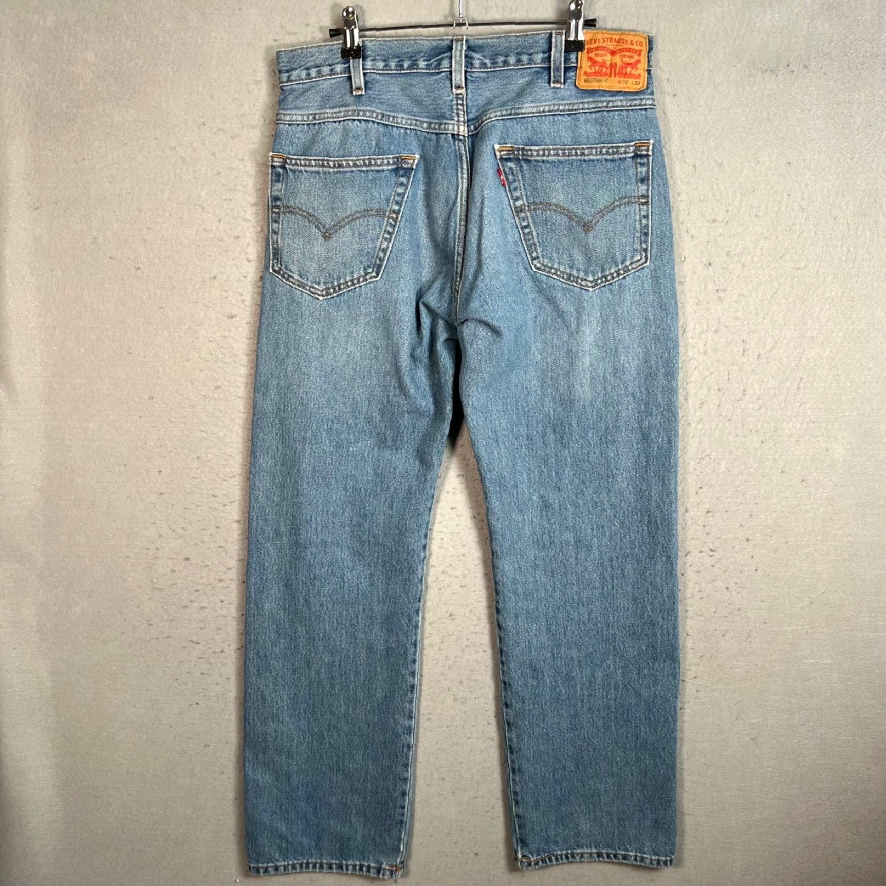 Levi's Levis 522 Mens Size 33 x 32 Western Fit Light Blue Denim Jeans Size US 33 - 2 Thumbnail