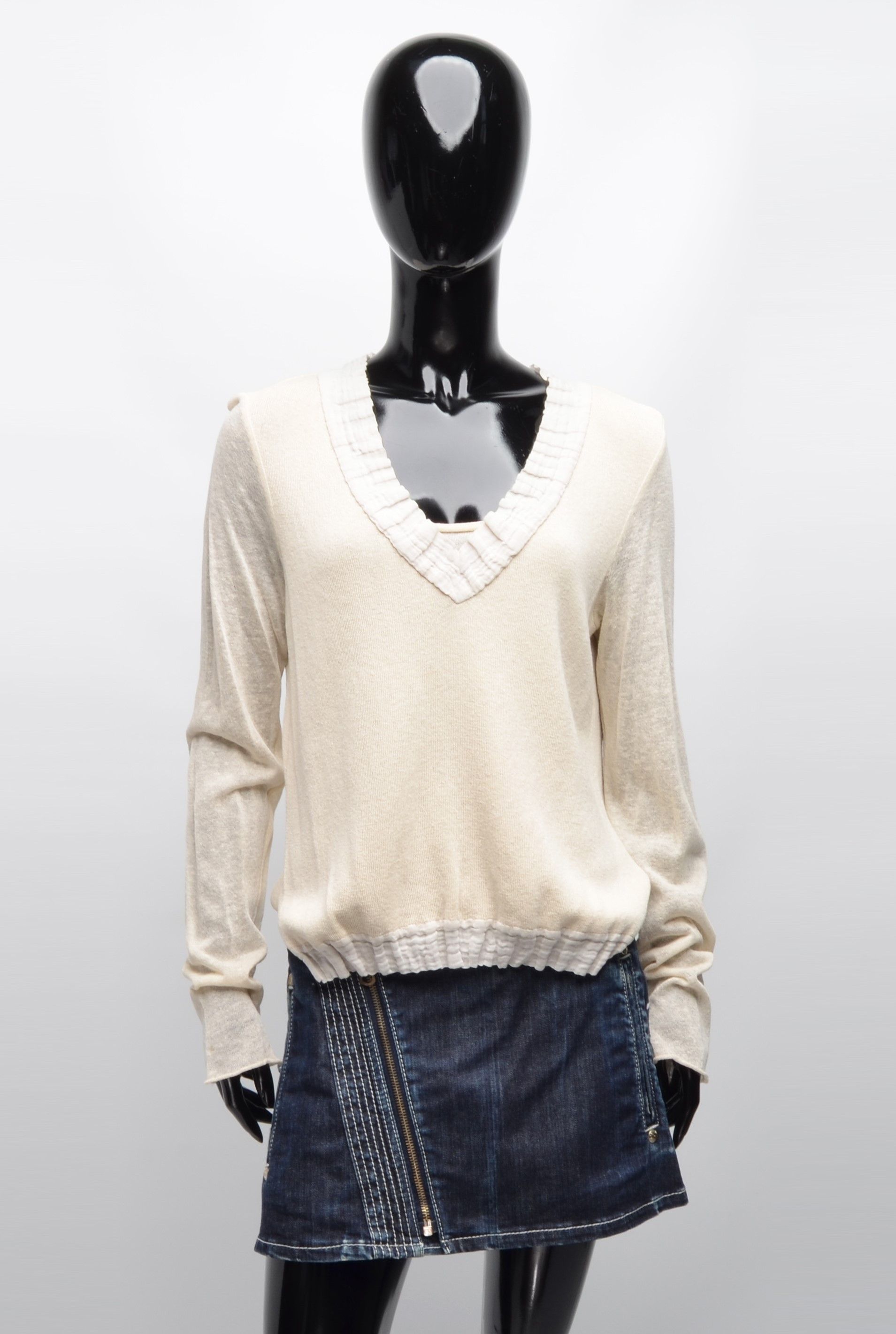 Annette Gortz Annette Gortz Cream Knit Long Sleeve Jumper Size L / US 10 / IT 46 - 1 Thumbnail