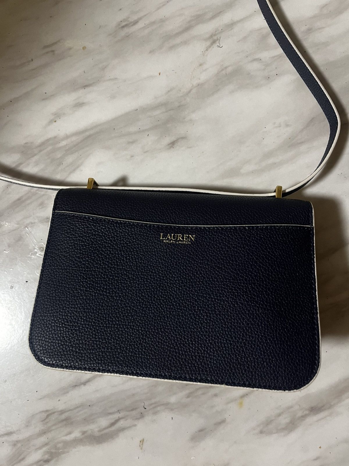 Lauren Ralph Lauren × Ralph Lauren Ralph Lauren Pebbled Leather Sophee Crossbody - Dark Blue Size ONE SIZE - 4 Thumbnail