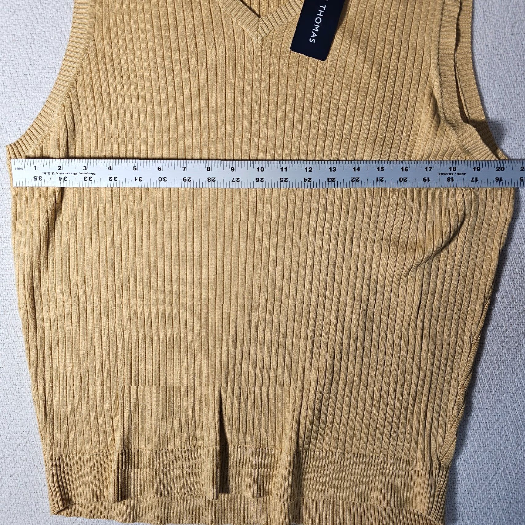 Vintage Grant Thomas Yellow Cable-Knit Vest Sweater Large Casual Mens Size US L / EU 52-54 / 3 - 5 Thumbnail