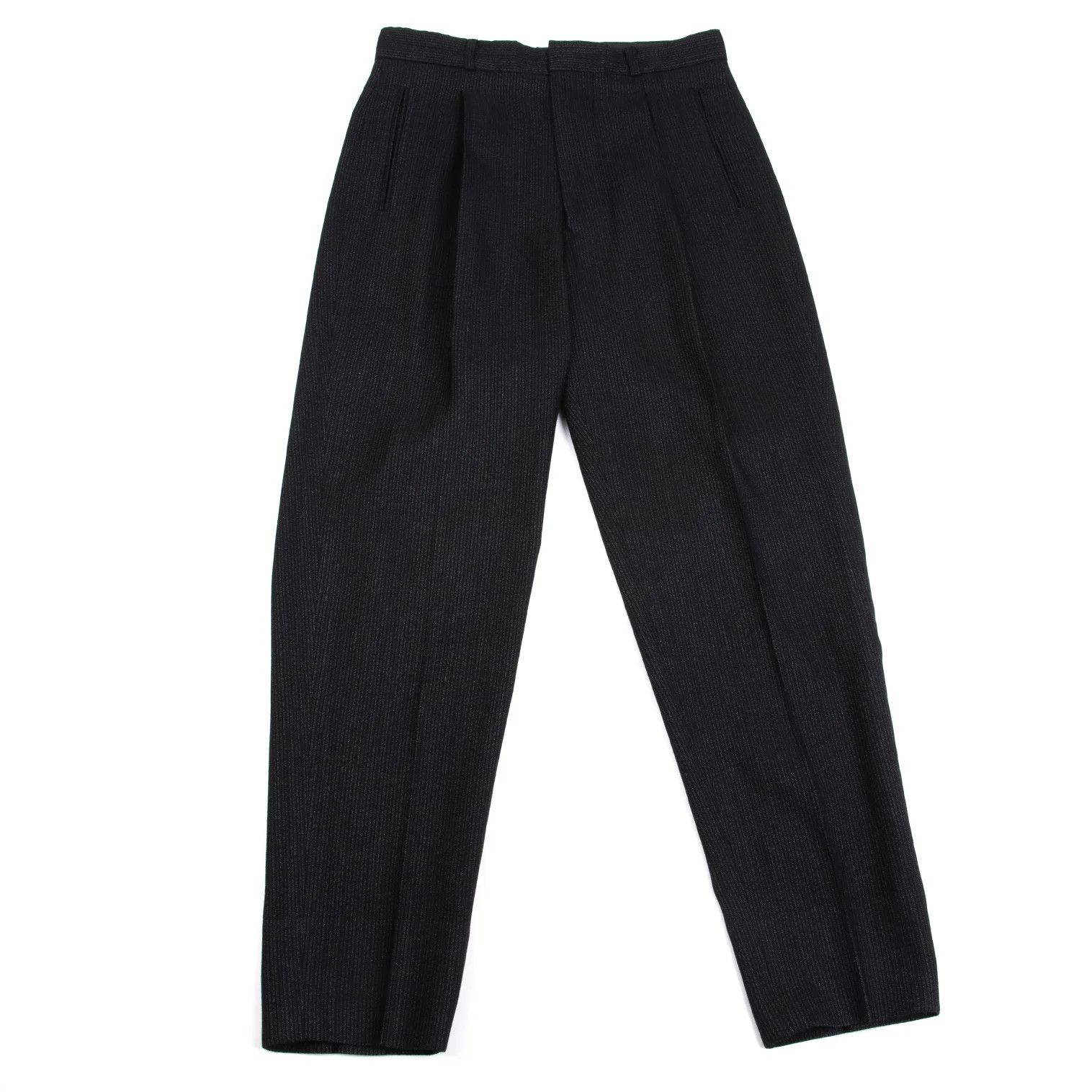 Jean Paul Gaultier Wool-Blend Pinstripe Tuck Pants in Black, Size 48 Size US 32 / EU 48 - 1 Thumbnail