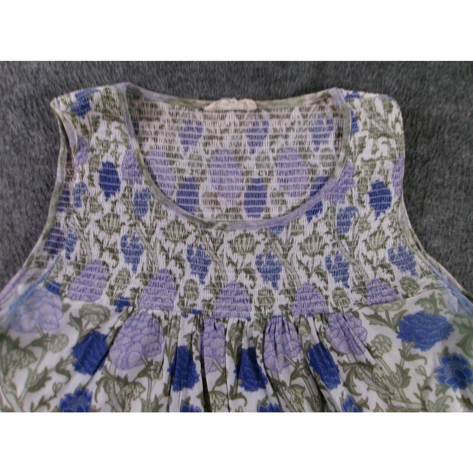 Vintage Jane Delaney Tank Top Women Medium White Floral Smocked Costal Casual Resort Flowy Size M / US 6-8 / IT 42-44 - 2 Thumbnail
