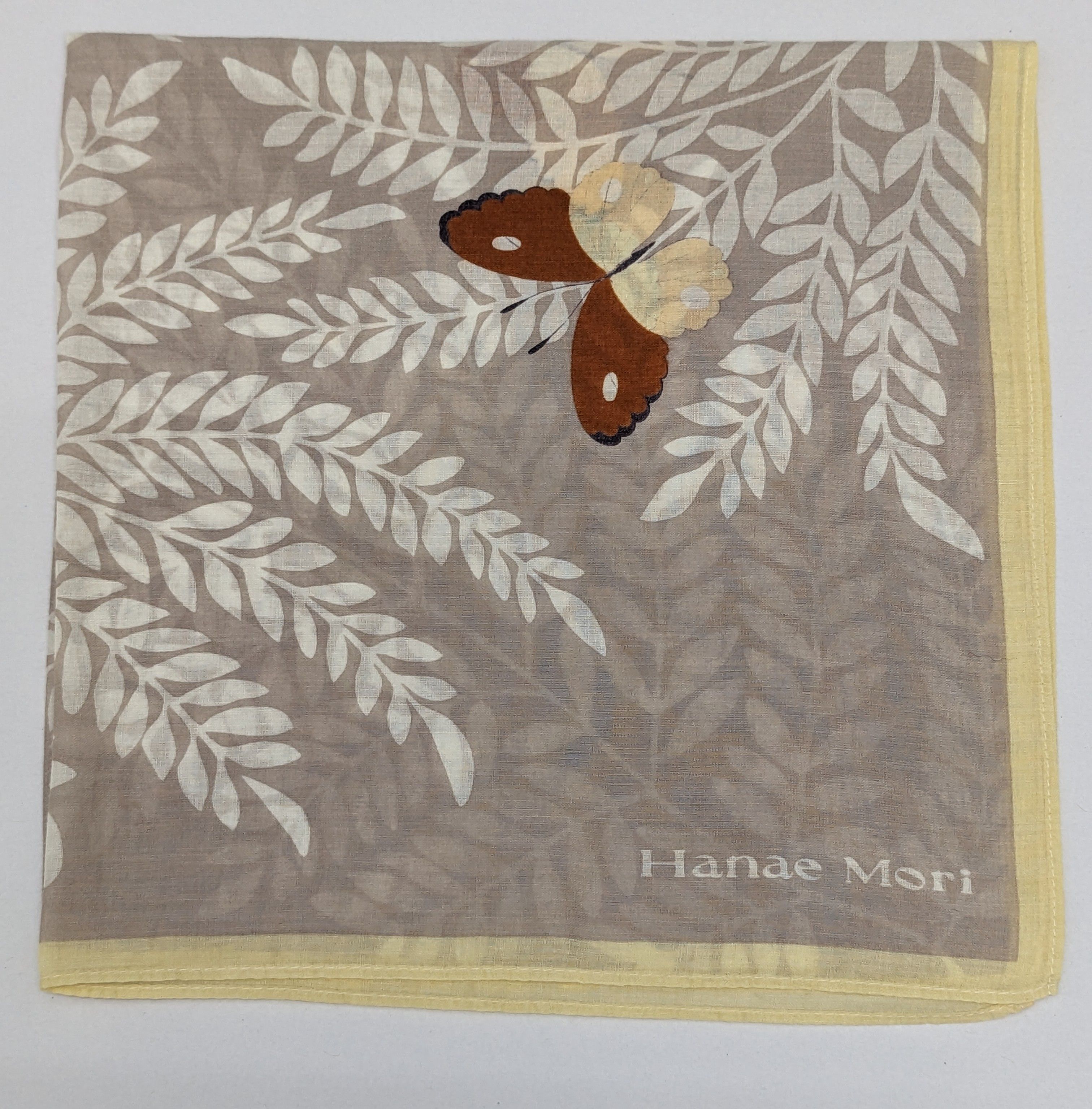 Hanae Mori Vintage Hanae Mori Butterfly & Fern Botanical Handkerchief Size ONE SIZE - 1 Thumbnail